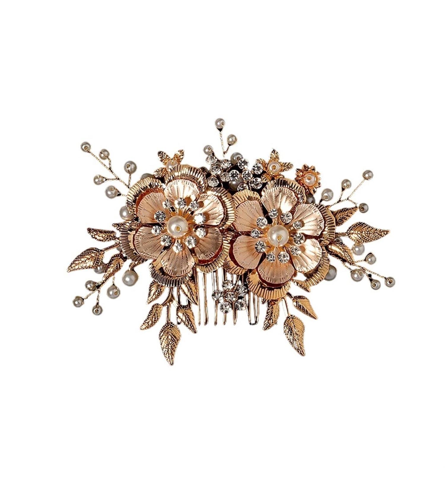 Leaves Flower Bridal Hair Comb Headdress Wedding Hair Accessories Women Bride Headpiece Bridesmaid