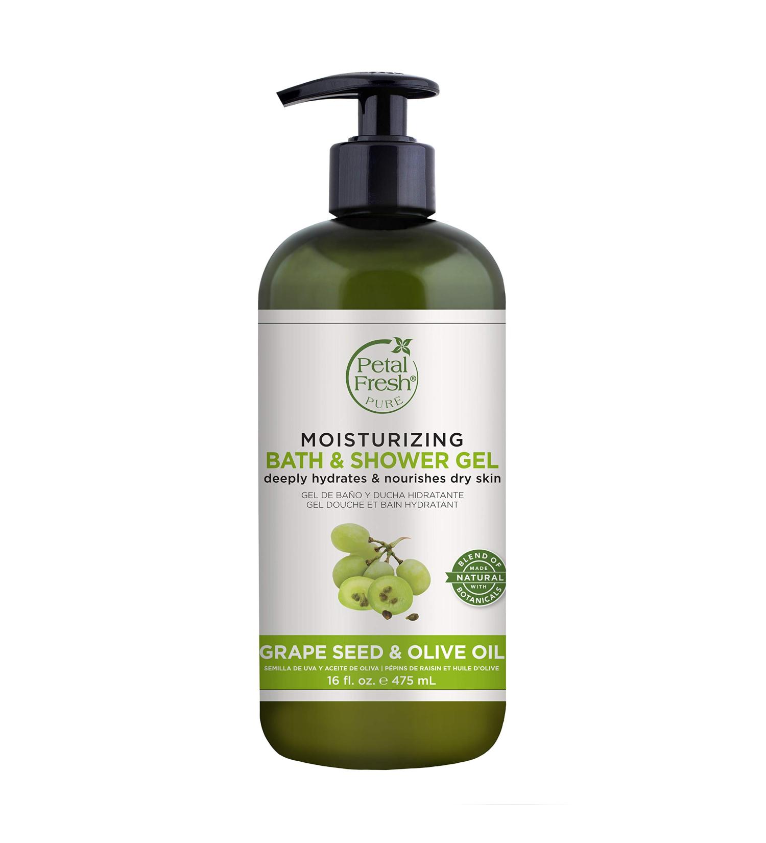 Petal Fresh Pure Moisturizing Bath & Shower Gel - Grape Seed & Olive Oil 16 fl oz | Nourish & Hydrate Skin - Buy Online on GoSupps.com