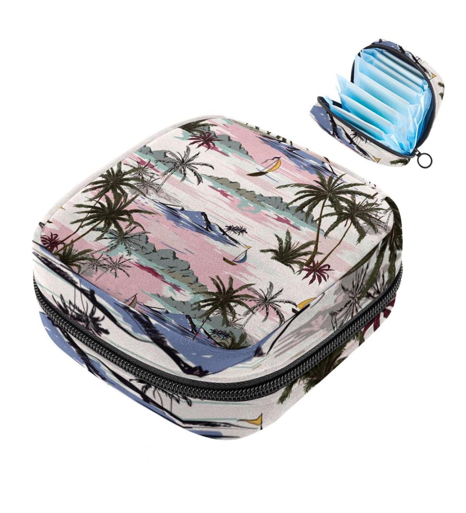 Menstrual Bag with Zipper for Women & Girls - Beautiful Island Design | International Shipping Available - Buy Online on GoSupps.com