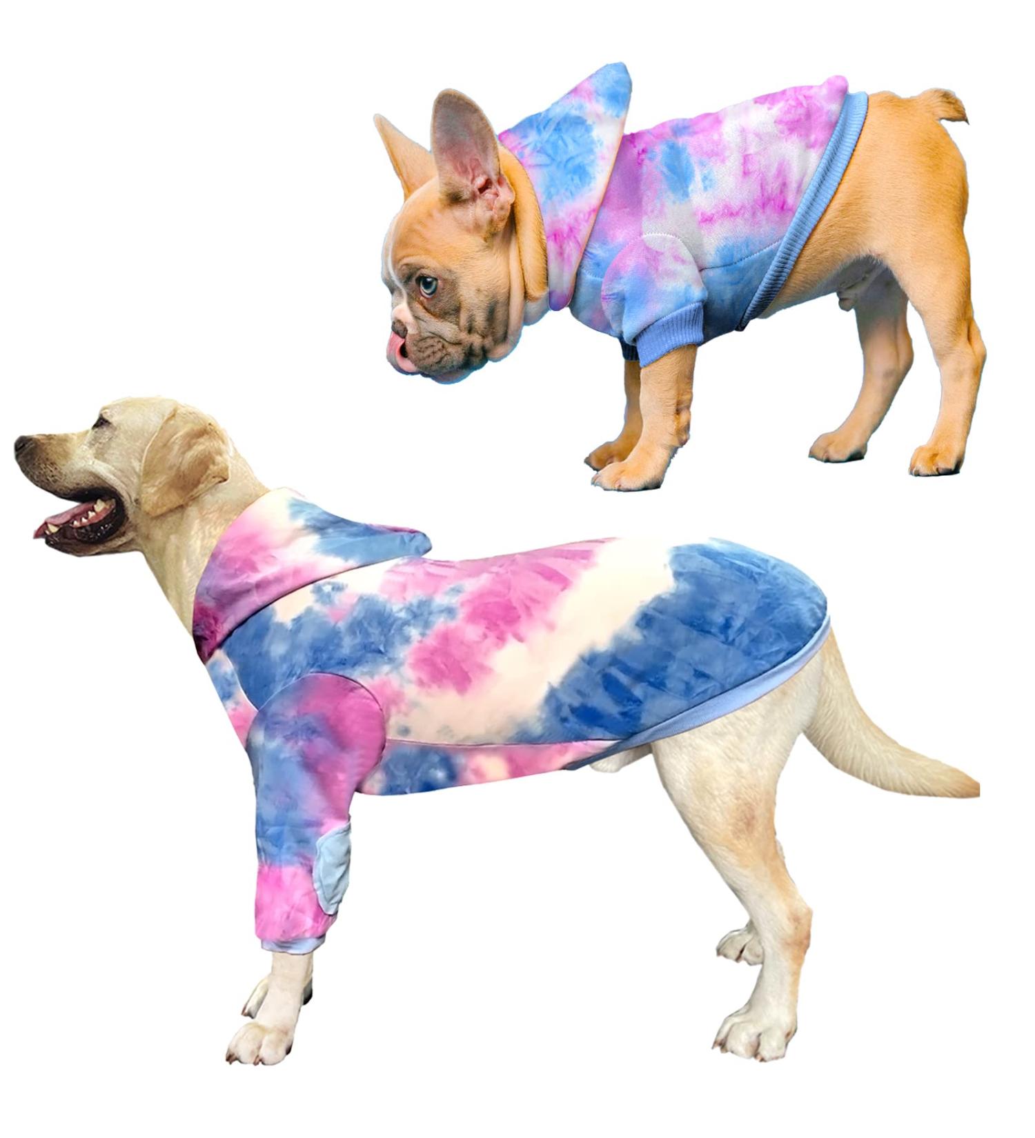 Dog Cotton Tie Dye Hoodie Blue | Soft & Stretch Pet Clothes for Medium to Large Dogs - Buy Online on GoSupps.com
