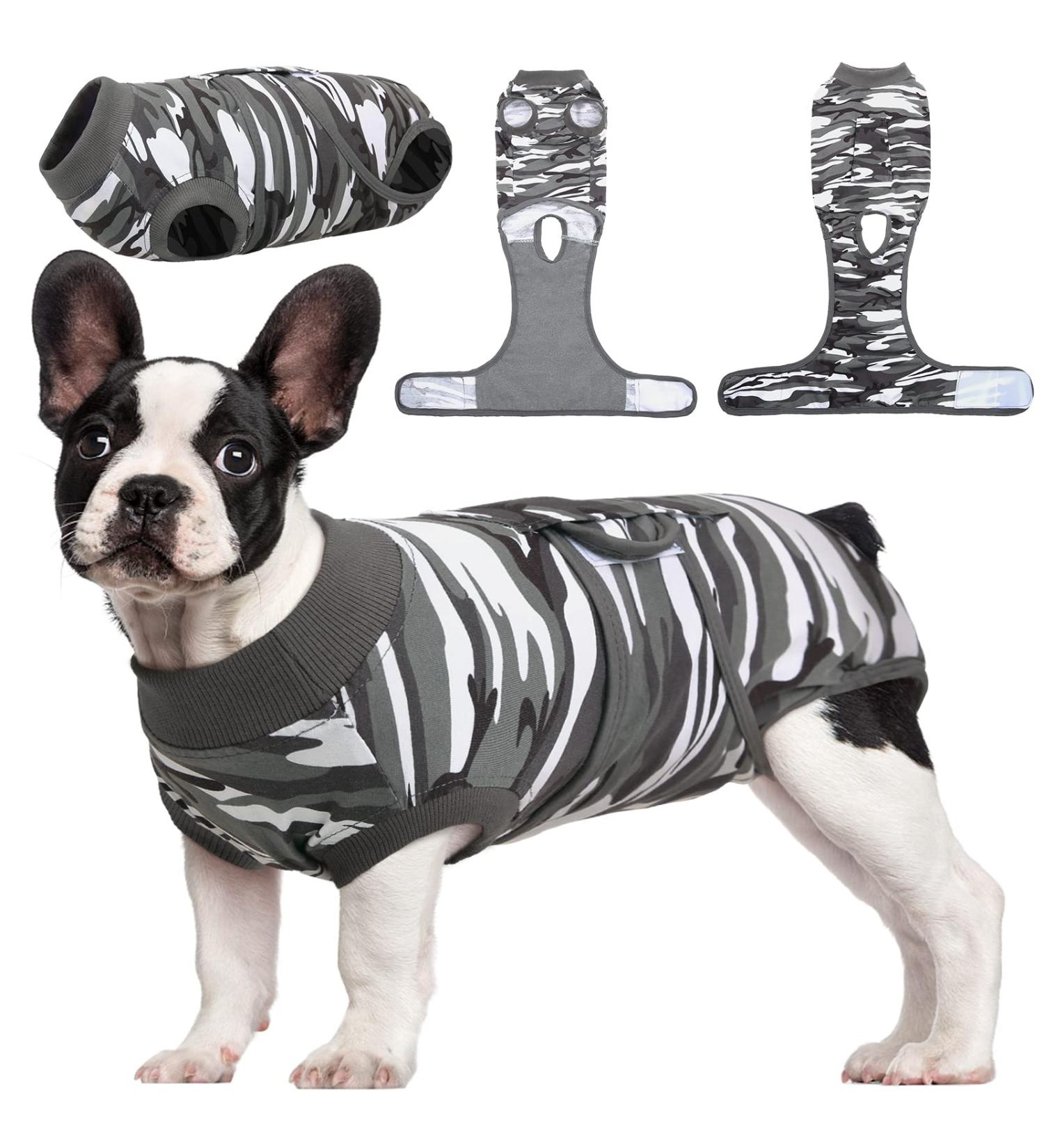 Kuoser Dog Recovery Body - Breathable Surgical Suit for Male & Female Dogs Leakage Protection Anti-Lick Wound Clothing Gray Camouflage (1 Pack) - Buy Online on GoSupps.com