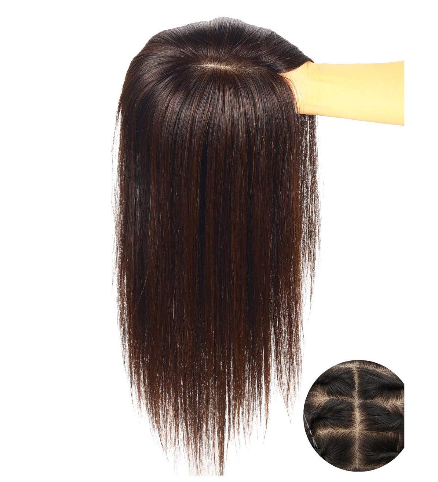 Real Hair Topper for Women - 14x14 cm Silk Topper with Clip-In Closure for Thin Hair - Off Black (40.6 cm) - Buy Online on GoSupps.com