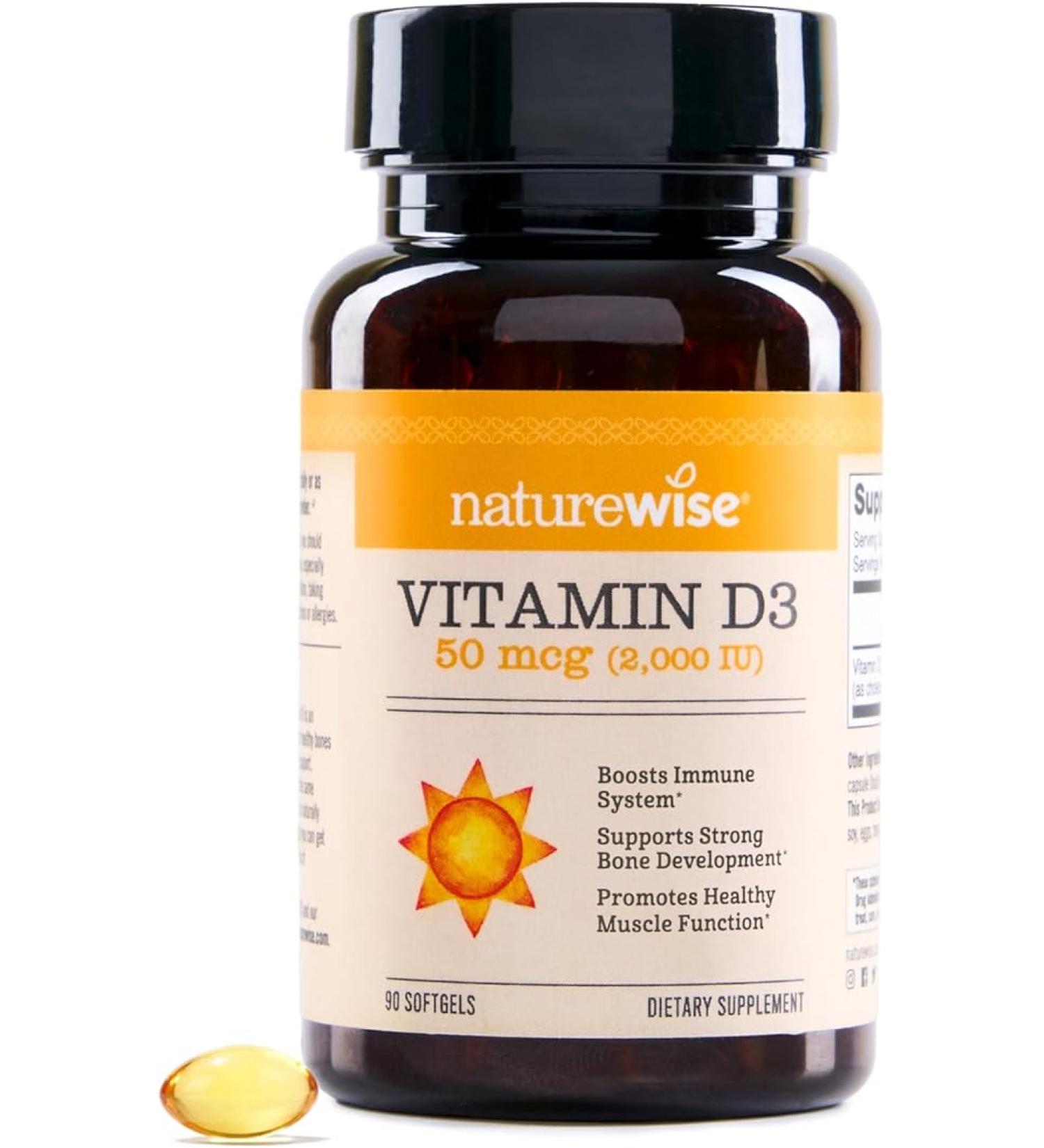 NatureWise Vitamin D3 2000iu (50 mcg) Healthy Muscle Function, and Immune Support, Non-GMO, Gluten Free in Cold-Pressed Olive Oil, Packaging Vary (Mini Softgel), 90 Count - Buy Online on GoSupps.com