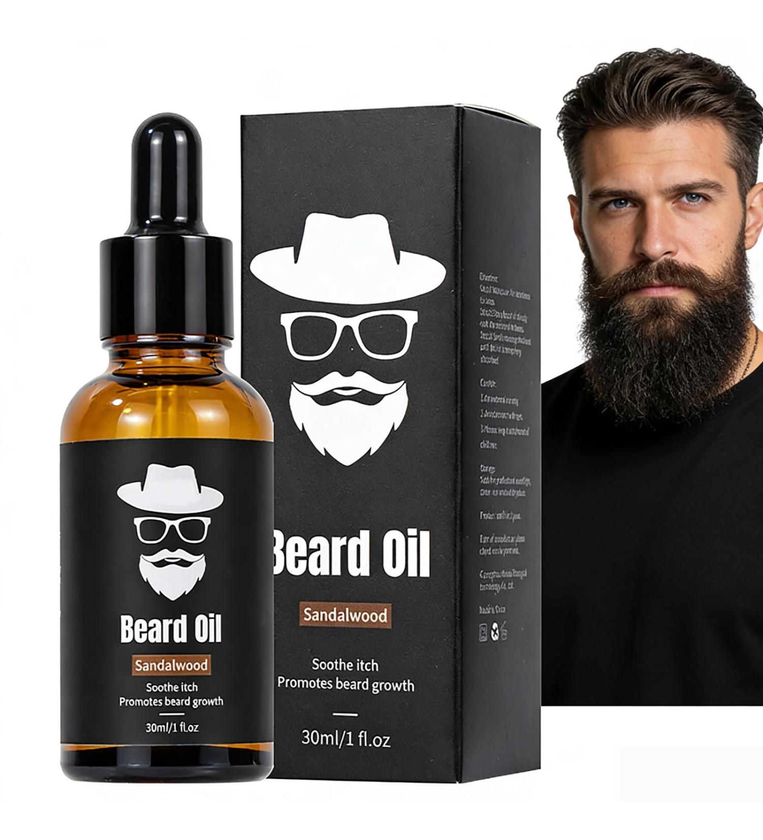  YSTJKD Men's Beard Oil Beard Growth Serum 30ml for daily beard care stimulates beard mustache and hair growth wood essential oil - Buy Online on GoSupps.com