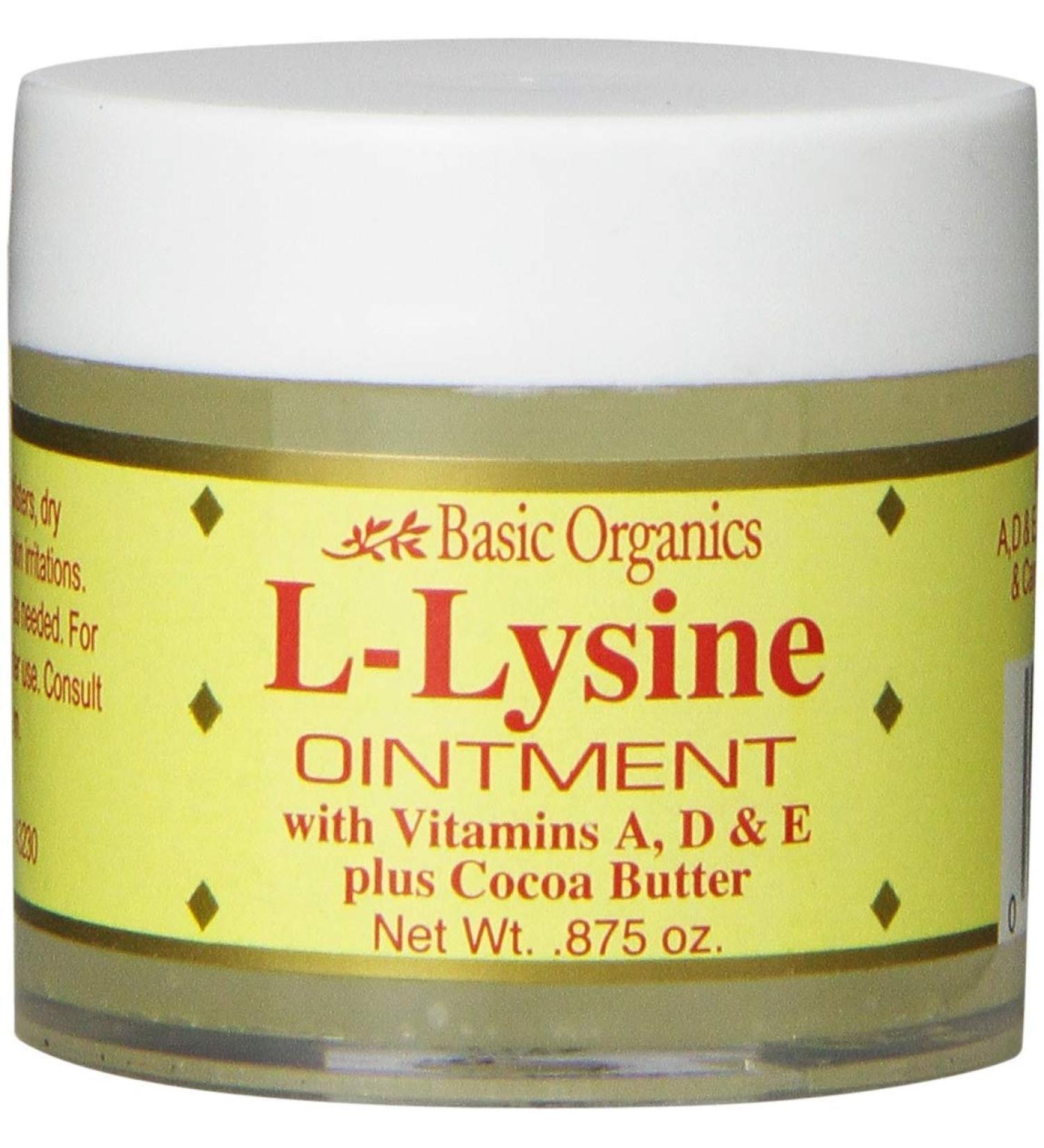 Basic Organics L-Lysine Lip Ointment 0.875 oz - Soothes and Heals Dry, Cracked Lips - Buy Online on GoSupps.com