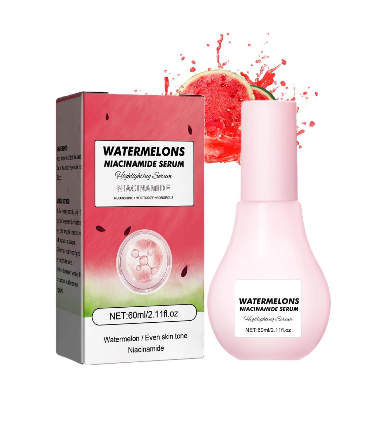 Watermelon Niacinamide Serum - Hydrating Glow Toner & Lightweight Priming Highlighter with Hyaluronic Acid | 1pc for Radiant Skin - Buy Online on GoSupps.com