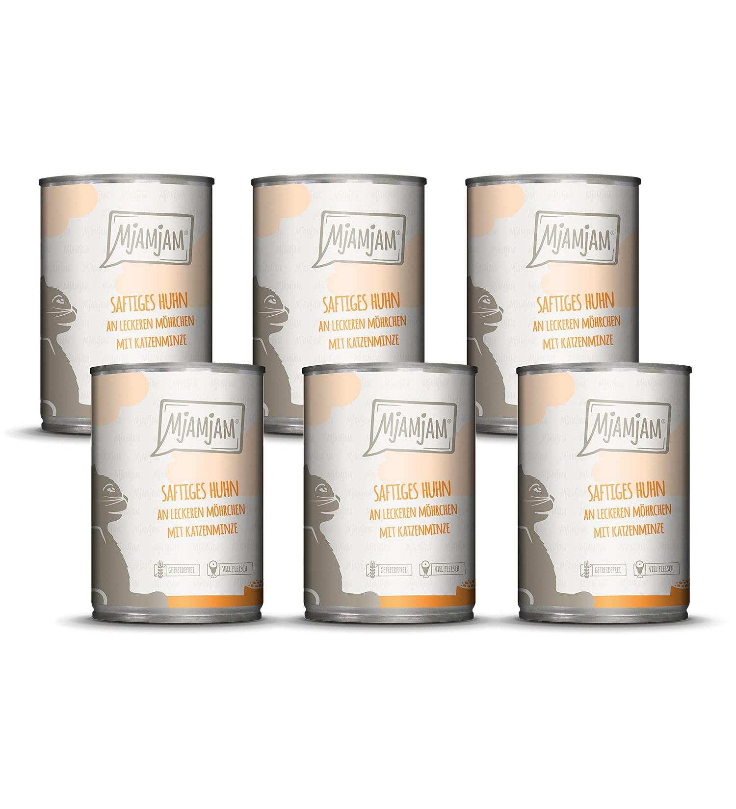 Mjamjam Premium Wet Cat Food - Juicy Chicken & Carrot Grain-Free 6-Pack (6 x 400g) - Extra Meat Protein - Buy Online on GoSupps.com