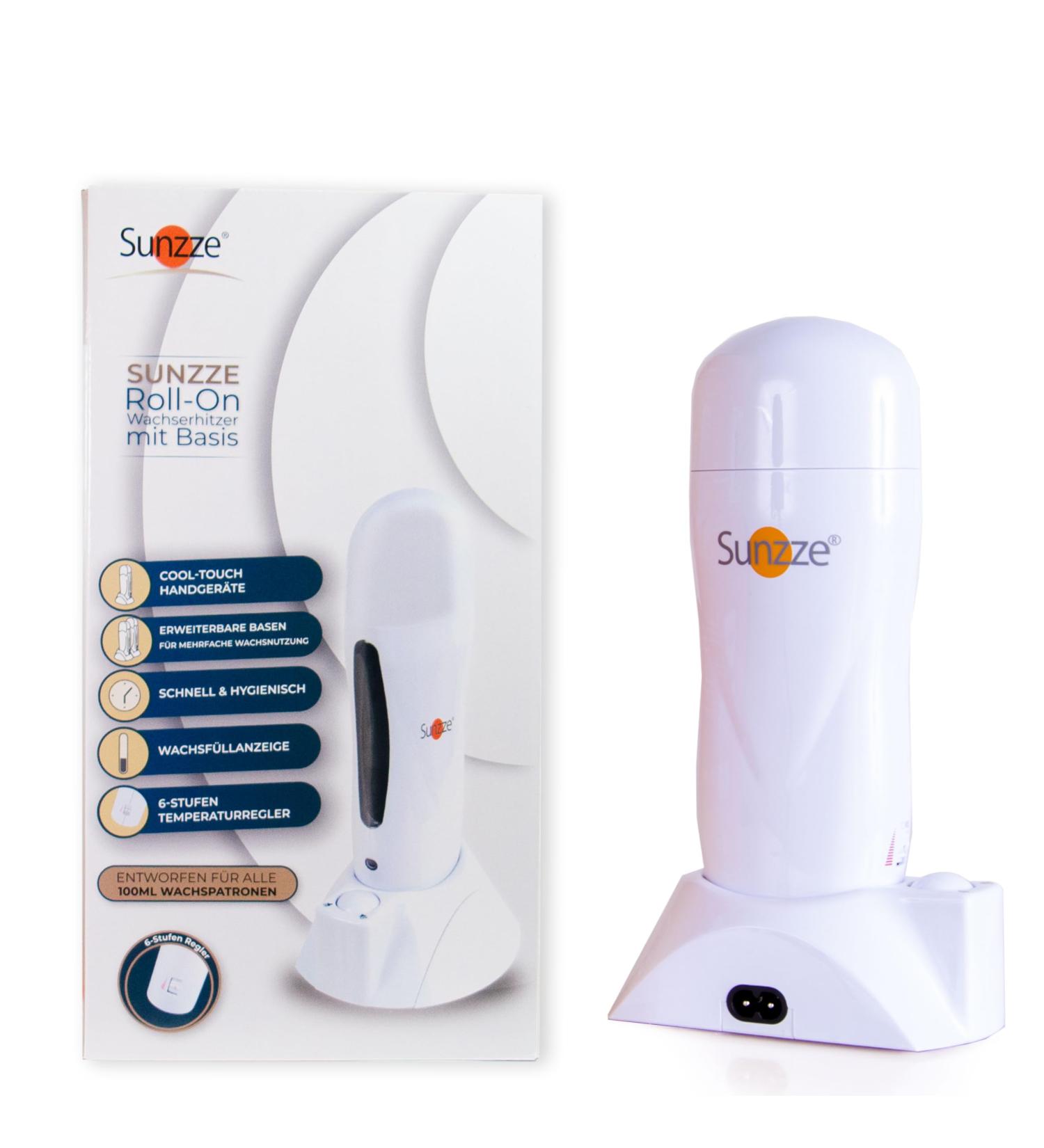 Sunzze Roll-on Wax Heater - 100ml Wax Chip Solution with Expandable Bases & 6-Step Regulator for Sugar Wax Cartridges | International Shipping - Buy Online on GoSupps.com