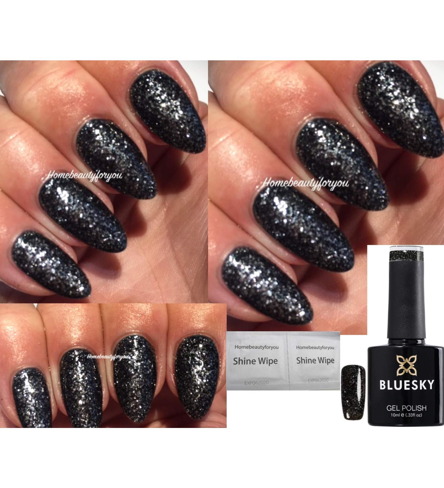 Bluesky Black and Silver Glitter 80633 Starstruck Dark Diamonds Nail Gel Polish UV LED Soak Off 10ml - Buy Online on GoSupps.com