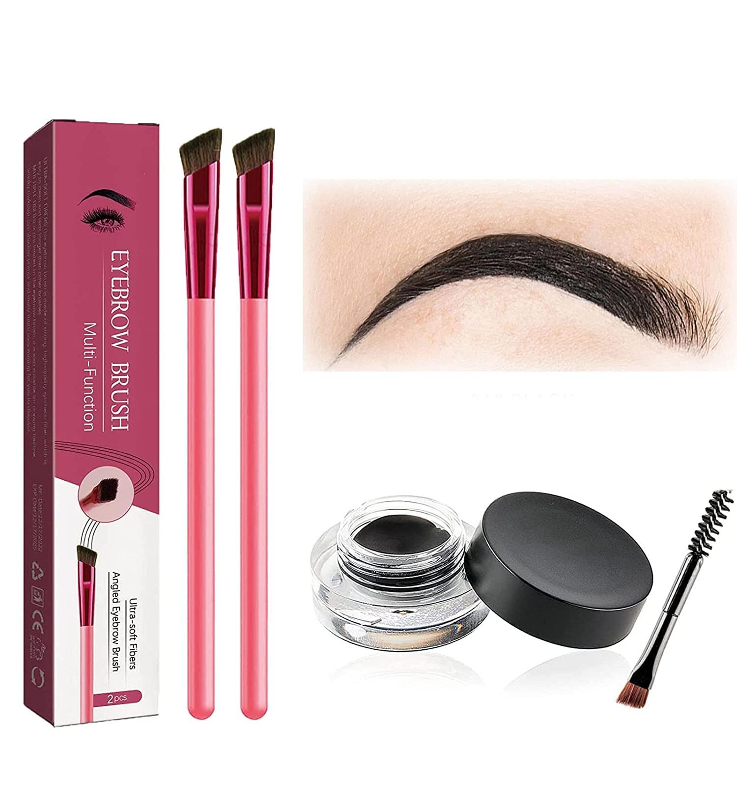 4D Hair Stroke Brow Stamp Brush - Ultra-thin Angled Eyebrow Tool (Black) - Buy Online on GoSupps.com