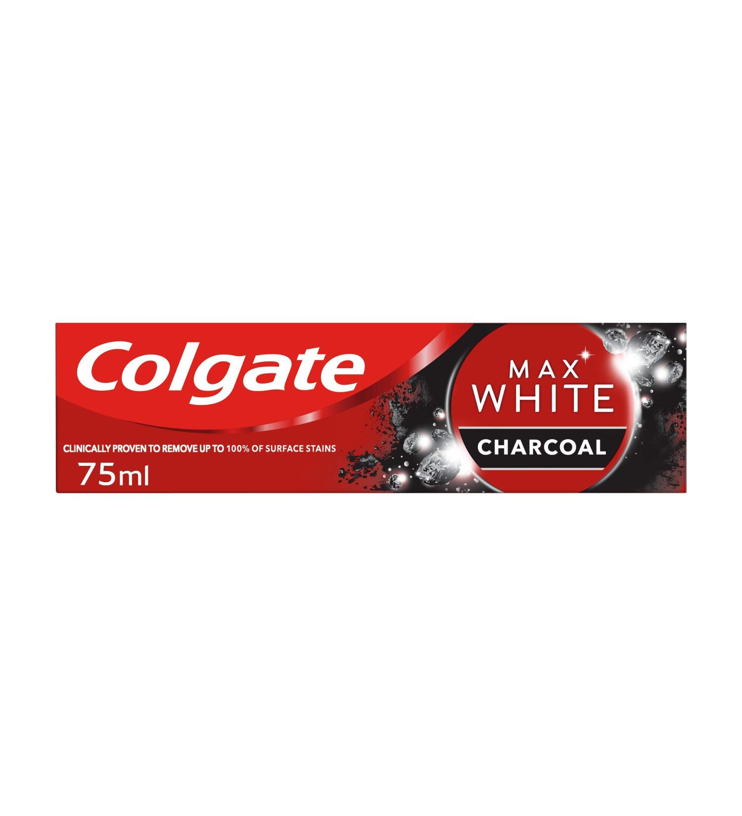 Colgate Max White Charcoal Toothpaste 75ml - Whitening Formula with Activated Charcoal & Mineral Micro-particles - Buy Online on GoSupps.com