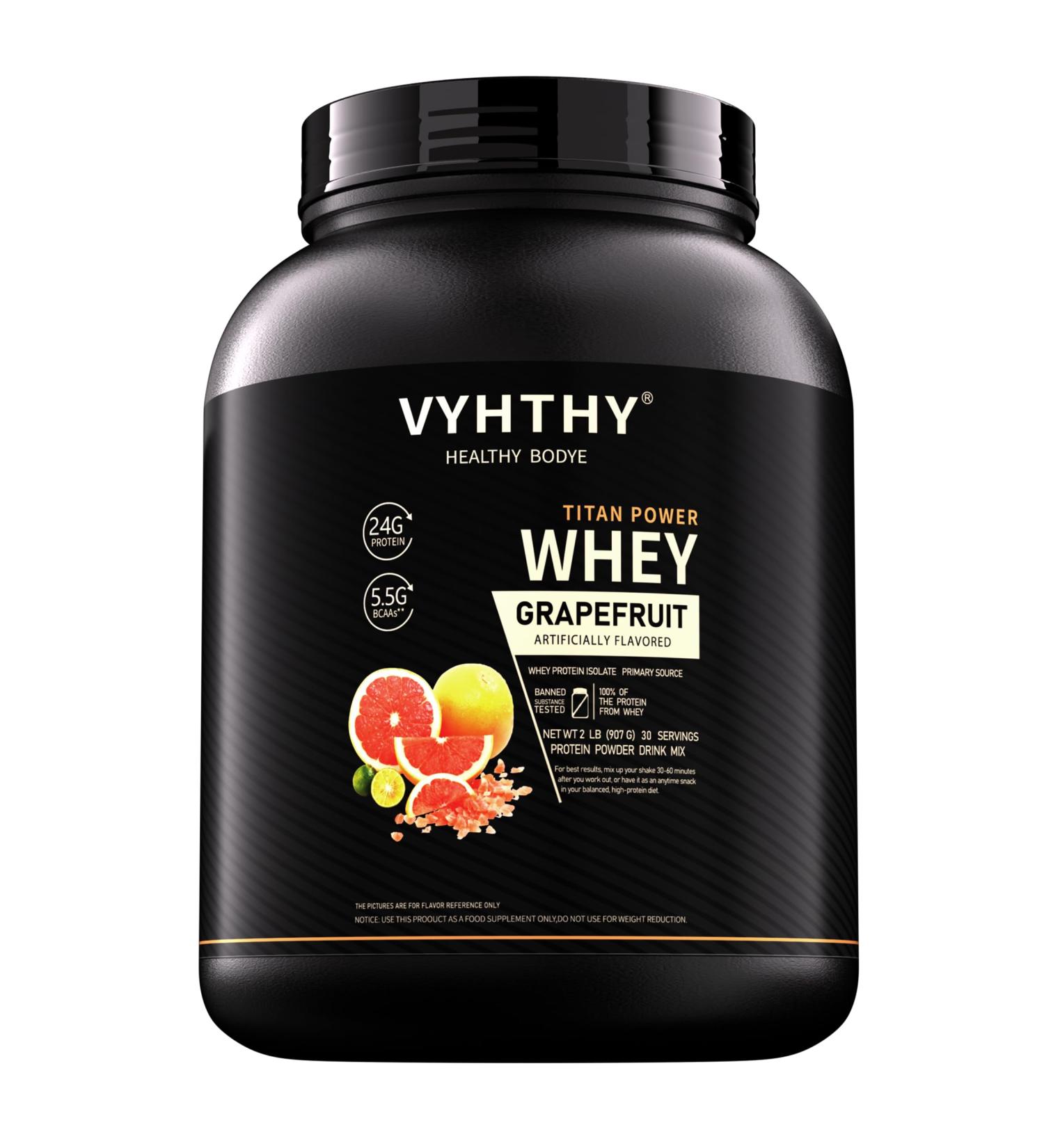 VYHTHY Grapefruit Flavored Whey Protein Powder 24g Protein per Serving Fast-Absorbing Concentrated whey Protein Low Sugar Gluten-Free Natural Flavor 2 lbs/32 oz. - Buy Online on GoSupps.com