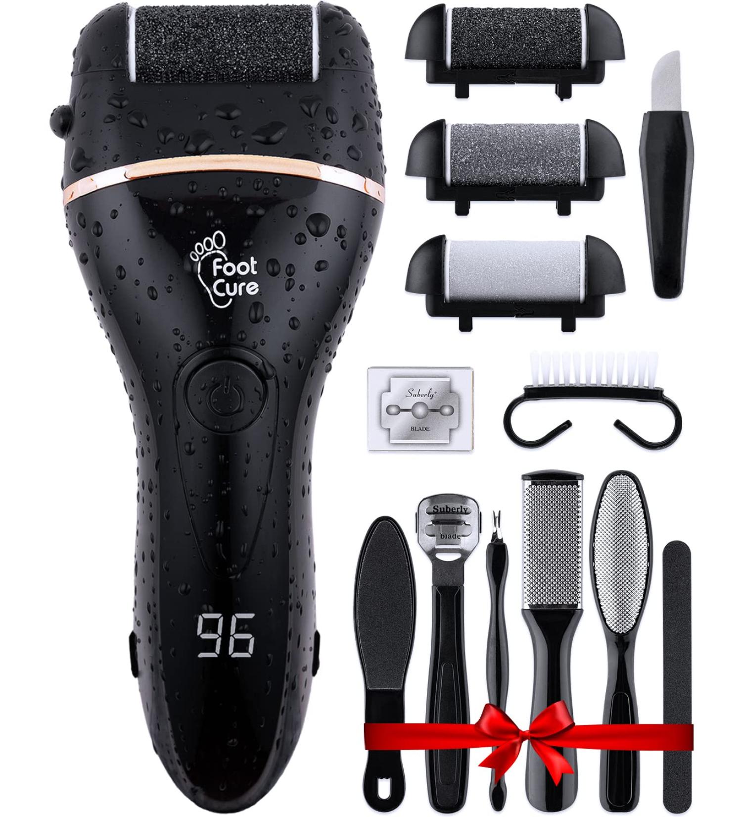 Electric Foot Callus Remover - Professional Pedicure Tool for Dry Dead Skin - Rechargeable Portable Heel Shaver for Cracked Heels - 3 Rollers - Buy Online on GoSupps.com