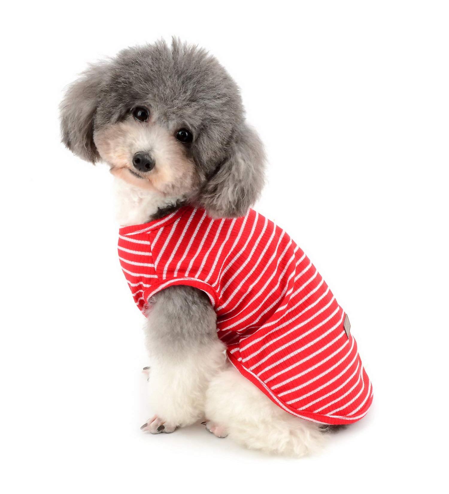 Zunea Striped Dog Shirt for Small Pets - Soft Cotton Summer Tank Top for Chihuahua and Cats (Size S Red) - Buy Online on GoSupps.com