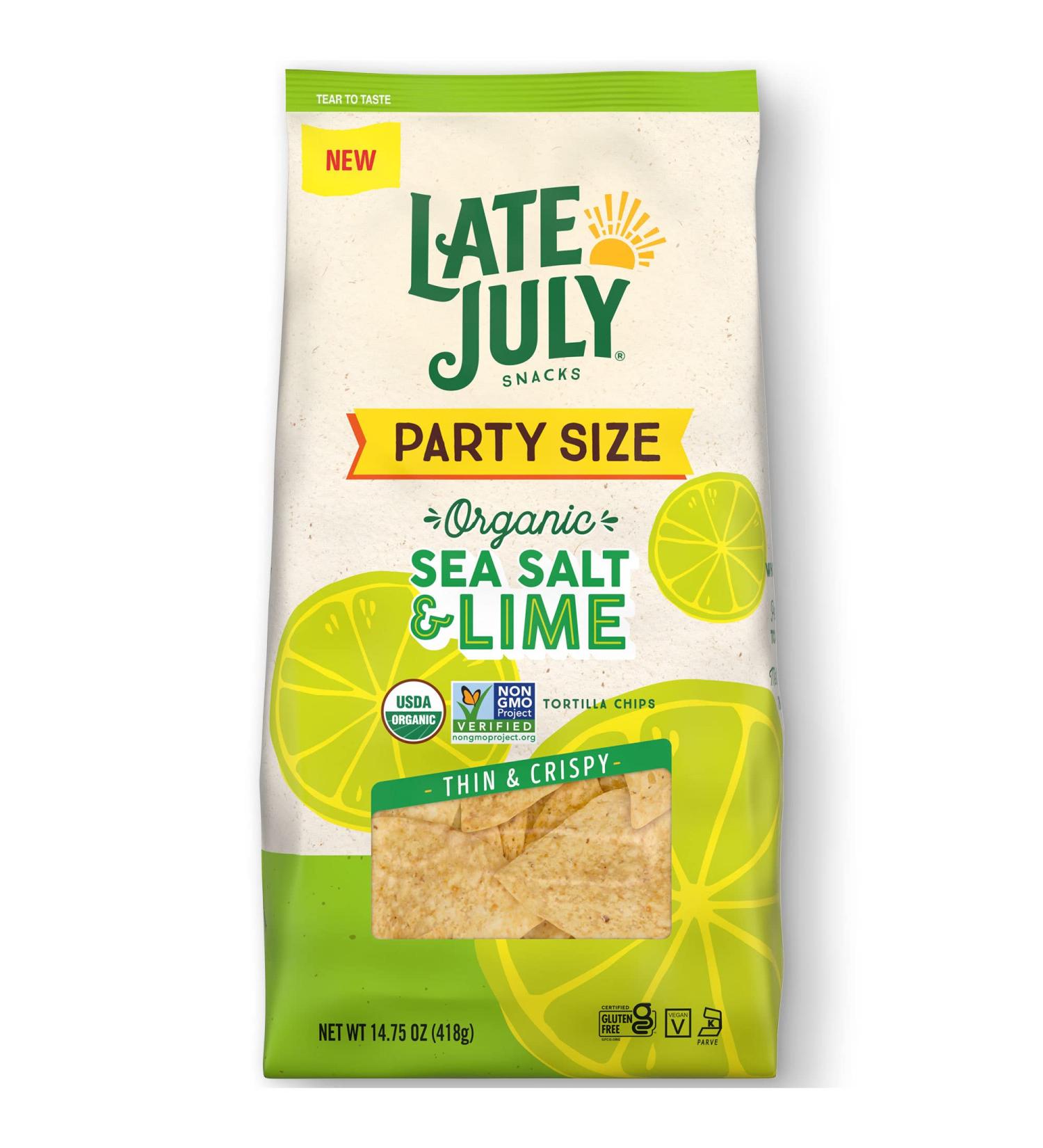 Late July Sea Salt & Lime Organic Tortilla Chips - 14.75 oz Party Size - Buy Online on GoSupps.com