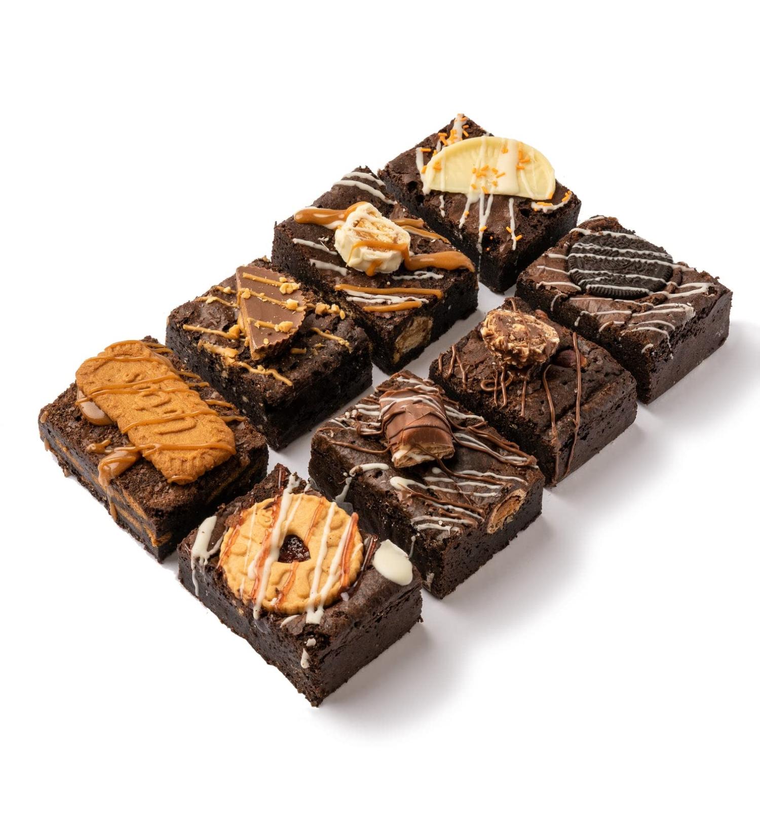 Deluxe 8 Flavour Brownie Gift Box | Delicious Handmade Brownies | Birthday Gift or Indulgent Treat | Baked Daily | 8 Flavours