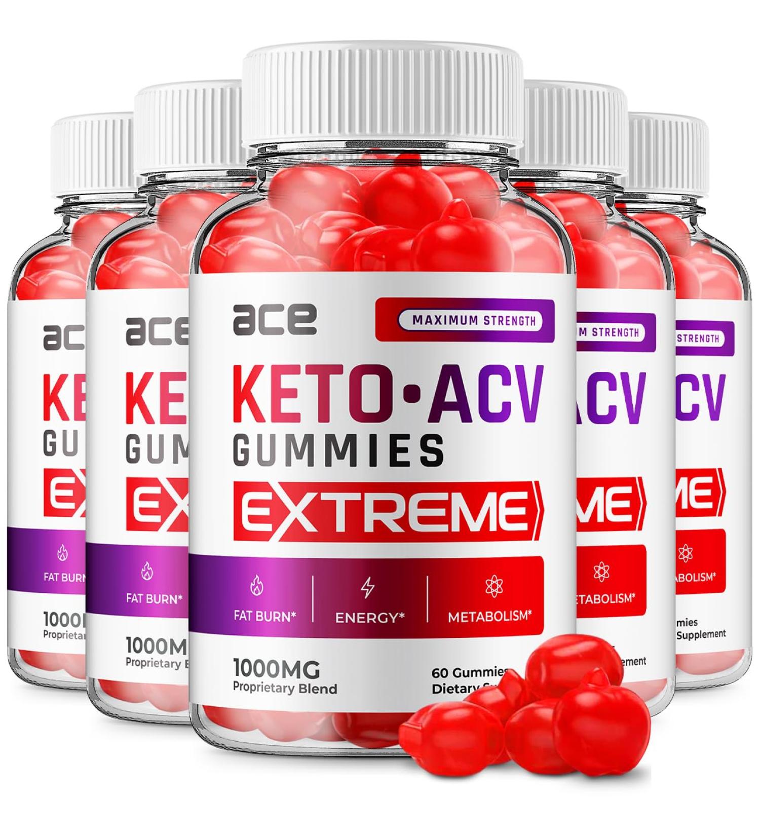 Keto Ace Extreme ACV Gummies (5 Pack) - Advanced Formula with B12 & Beet Root Juice - 300 Gummies - for Men and Women - Buy Online on GoSupps.com