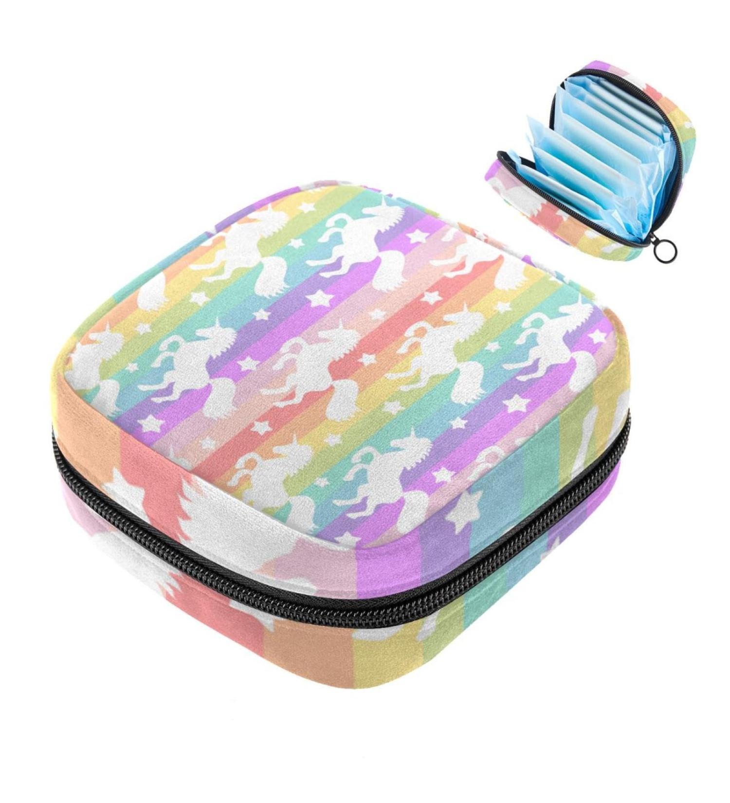 Colorful Art Women's Menstrual Cup Bag with Zipper | Large Multicolored Hahn Design | Ideal for Period Inserts Tampons & More - Buy Online on GoSupps.com