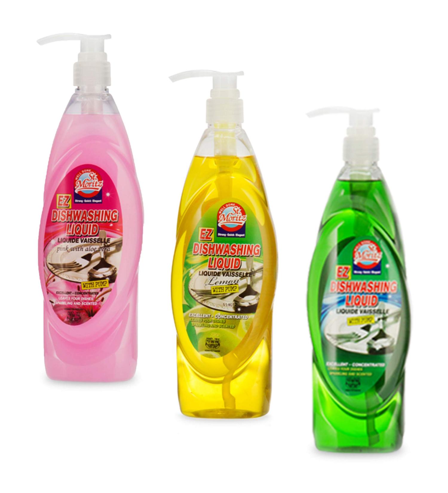 Well Done by St. Moritz Premium Dishwashing Liquid 28oz Pack of 3 with Pump Dispenser Yellow Citrus Original Green and Pink - Buy Online on GoSupps.com