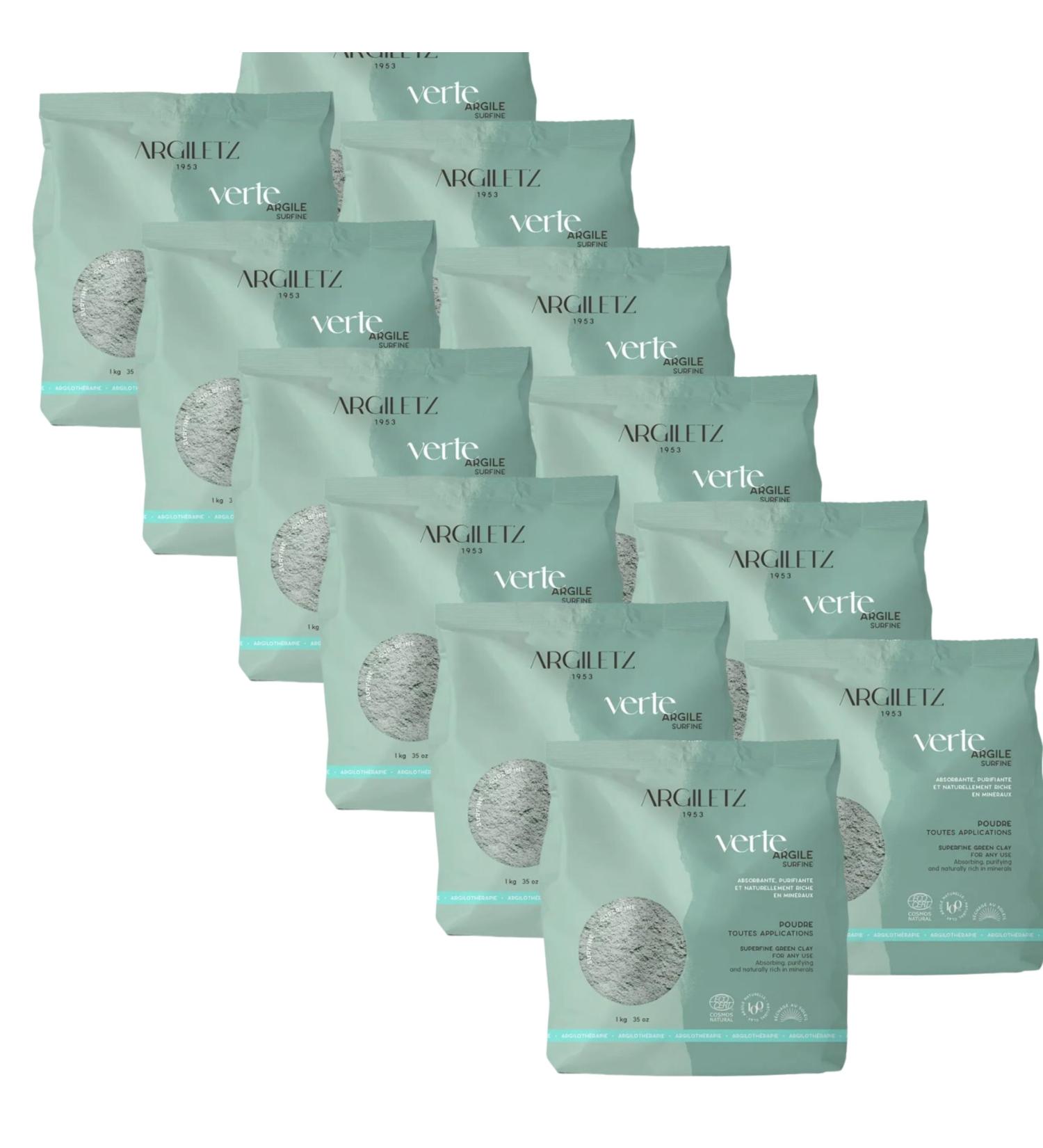  ARCILIA (ARCILIA) Argiletz Set of 12 Superfine Green Clay Powder 1 kg - Clay Bath Clear Cataplasms Plasters Organic French Clay Beauty Care Mask Face - Buy Online on GoSupps.com