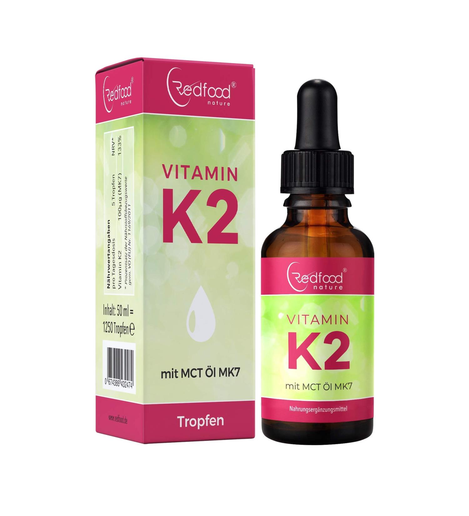 Vitamin K2 MK7 Drops - High Bioavailability Vegan 200 g per Portion 50ml - All-Trans Menaquinone with Native Olive Oil - Buy Online on GoSupps.com