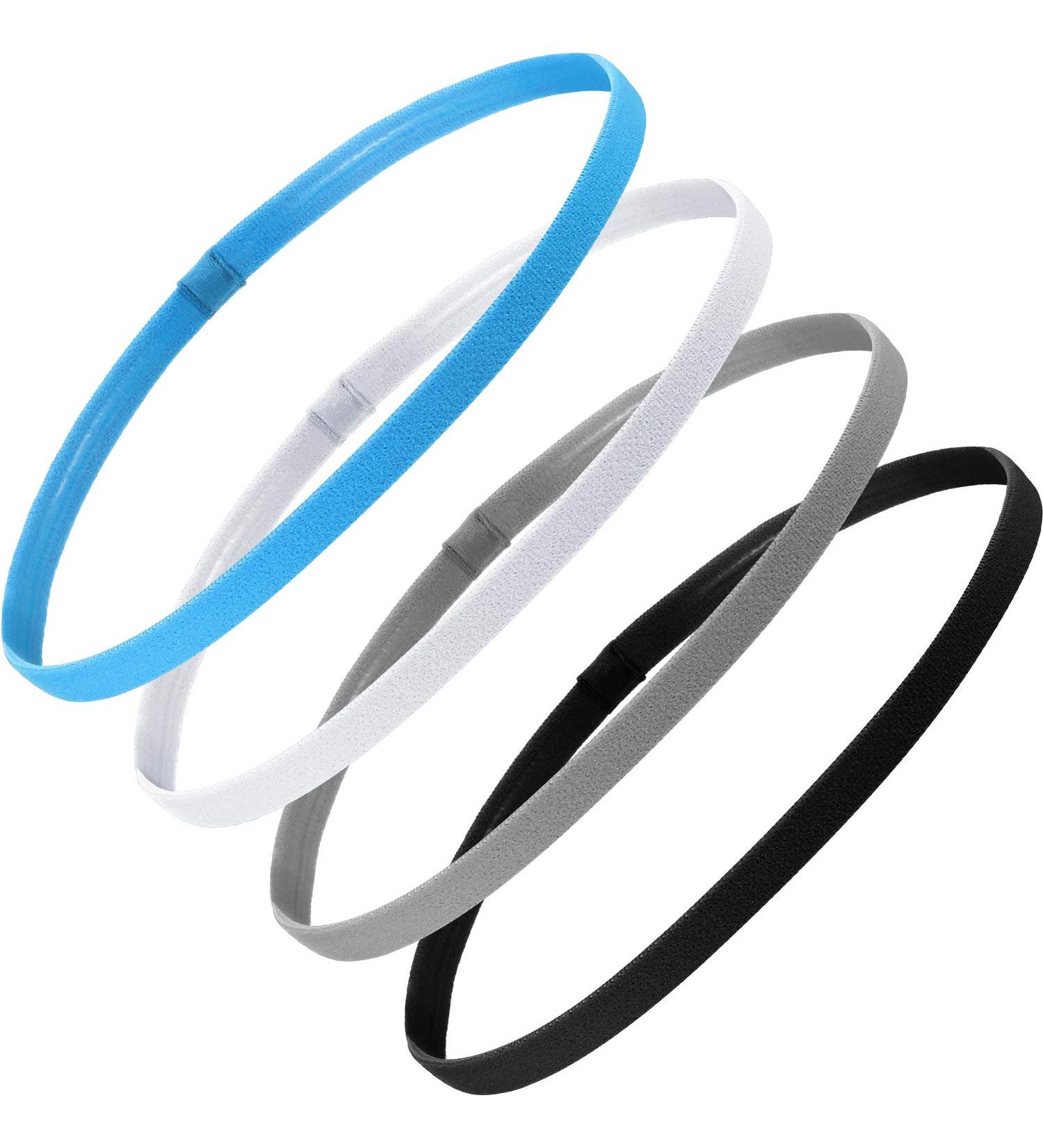 4 Pieces Thick Non-Slip Elastic Sport Headbands Hair Headbands for Women and Men (Black White Grey Royal Blue) - Buy Online on GoSupps.com