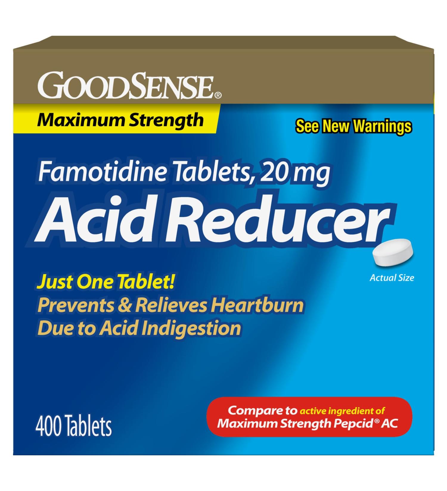 GoodSense Maximum Strength Famotidine Tablets 20 mg Acid Reducer for Heartburn Relief 400 Count - Buy Online on GoSupps.com