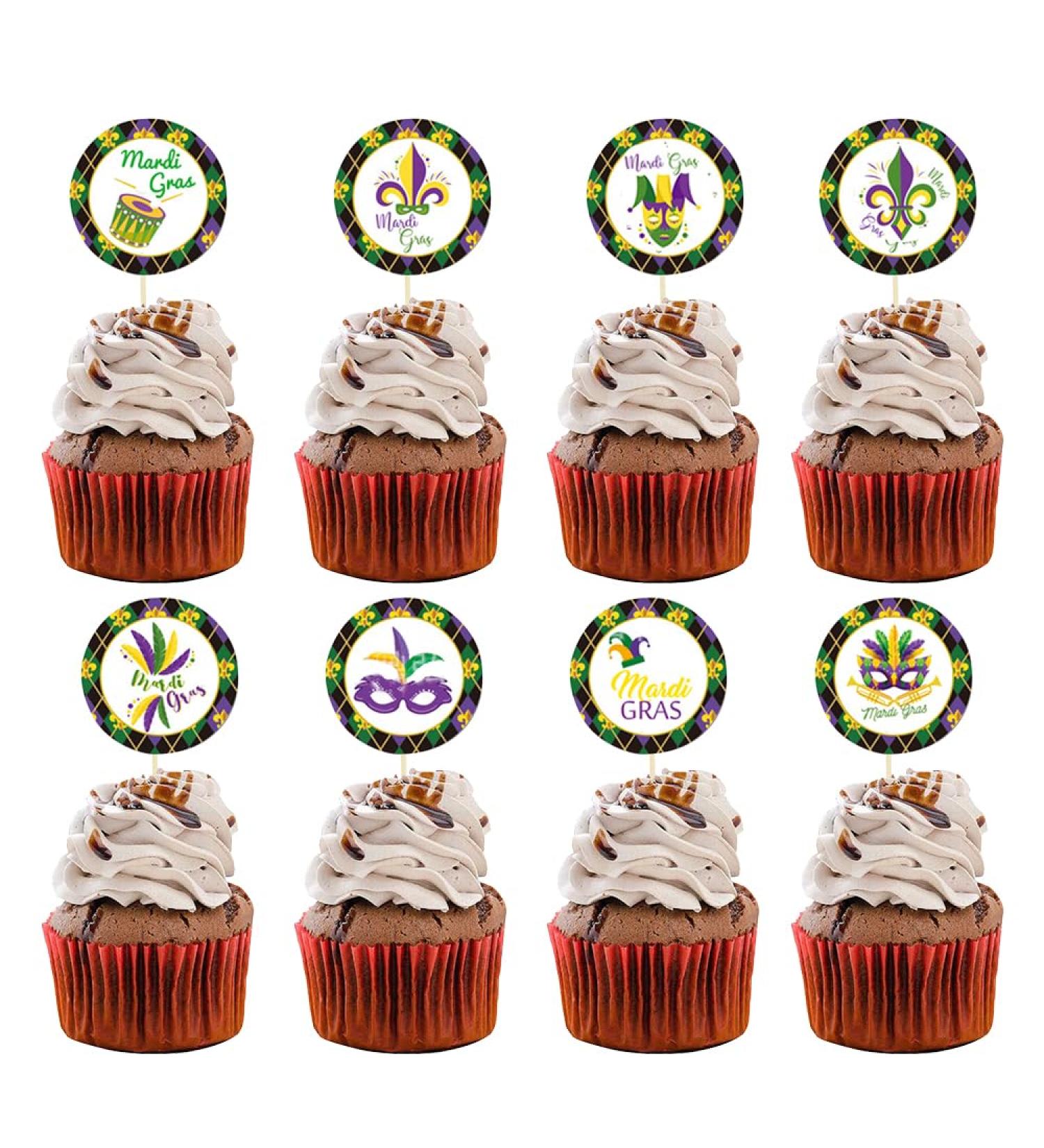 8 Pcs Mardi Gras Cupcake Toppers Multicolor Glitter Bachelorette Masquerade Masks Crown Cupcake Toppers for Masquerade Mardi Gras Party Birthday Party Baby Shower Decorations - Buy Online on GoSupps.com