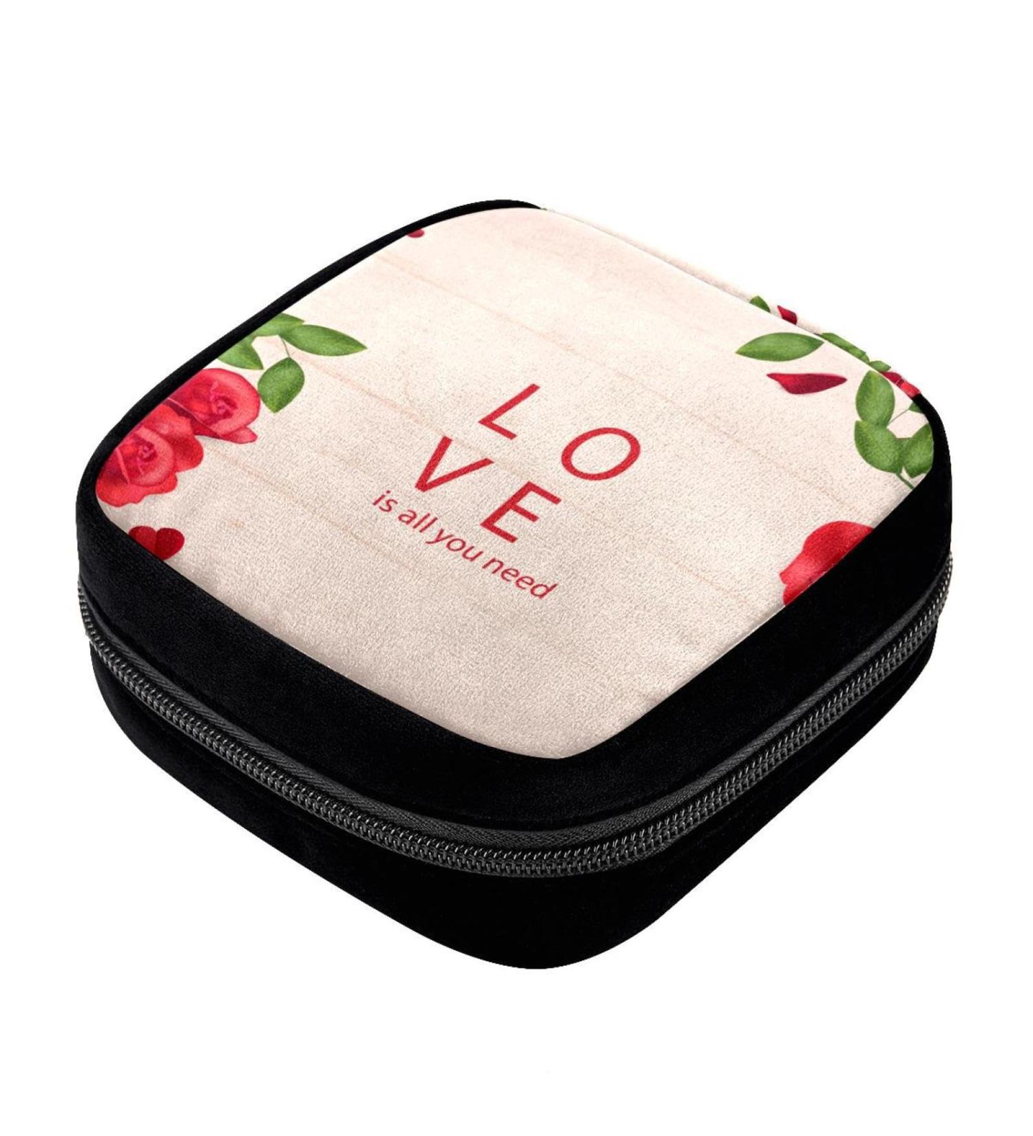 Period Bag Sanitary Napkin Storage - Love Word and Roses Color3105 | GIAPB Makeup Pouch - Buy Online on GoSupps.com