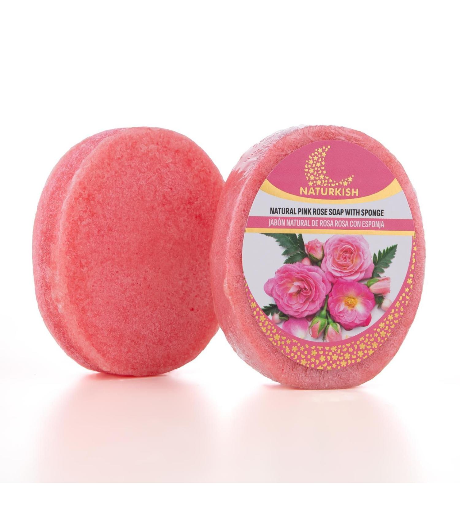 Natural Pink Rose Soap with Sponge