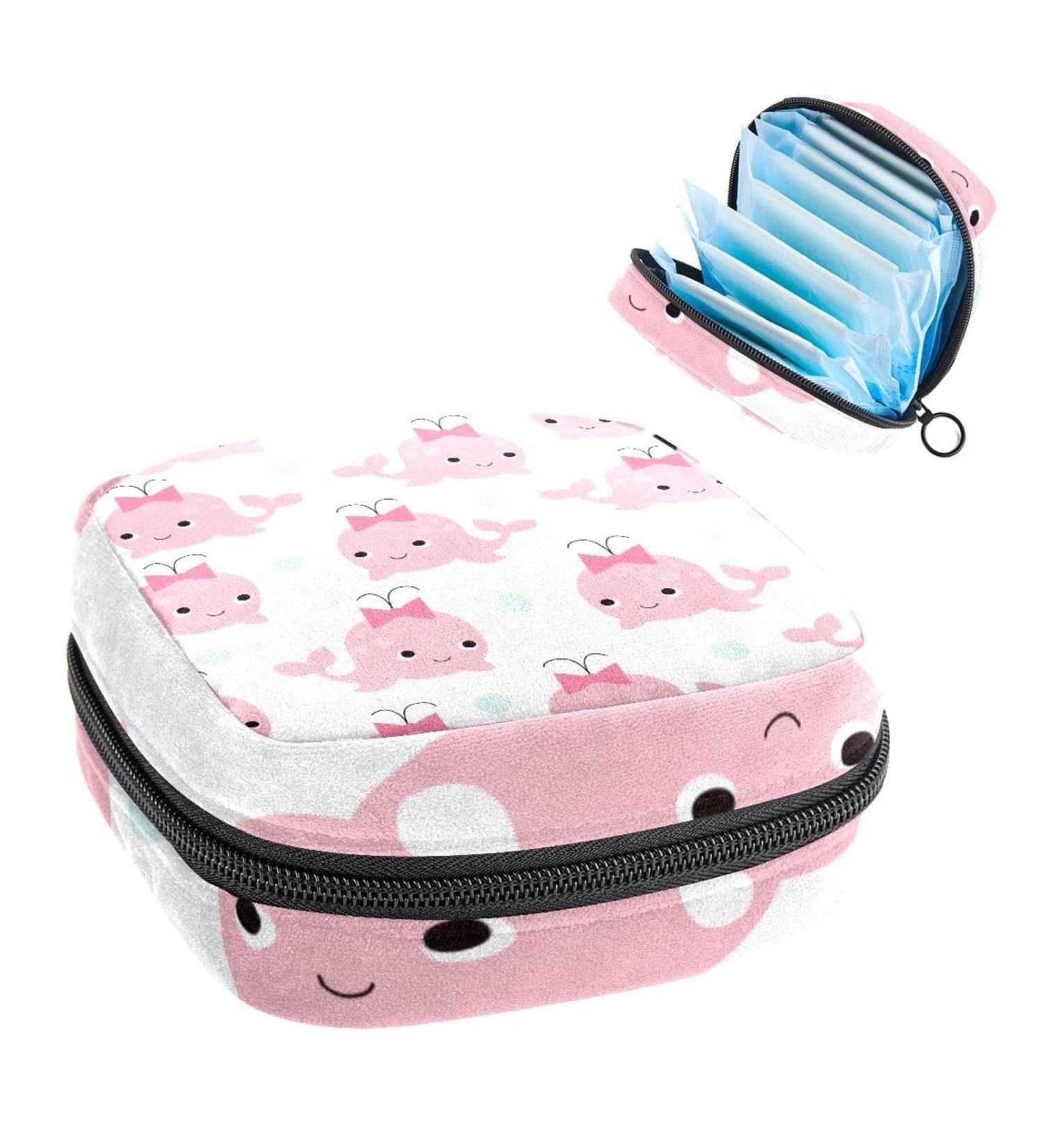 Womens Bonds Storage Pockets Stillpad Holder | Cute Pink Whale Portable Period Kit Stylish Feminine Product Bag for Girls - Buy Online on GoSupps.com