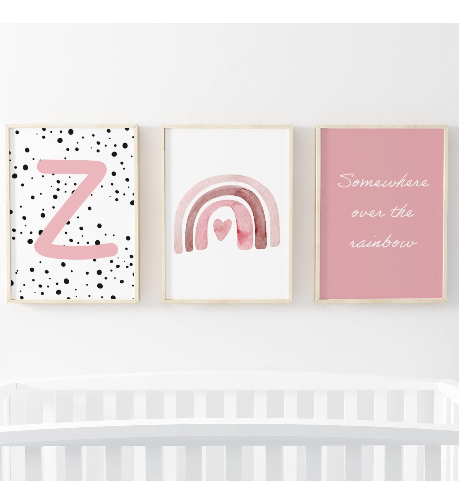 Pompom Prints Set of 3 Girls Bedroom Rainbow Nursery Decor - Scandi Boho Style Playroom Prints (8x10 Inch) | Picture Frames not Included - Buy Online on GoSupps.com