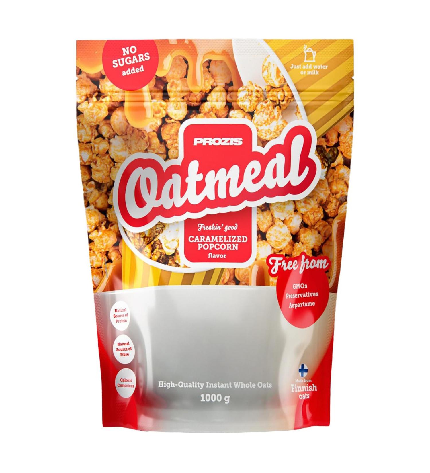  PROZIS PROZIS OATMEAL 1 KG - WHOLE GRAIN SOLUBLE OAT FLOUR - choice of flavours (caramelized popcorn) - Buy Online on GoSupps.com