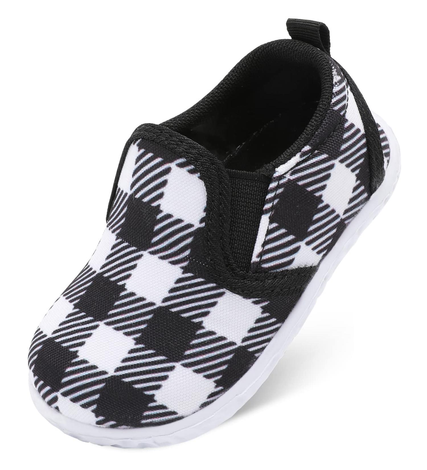 JOINFREE Unisex Baby Shoes - Infant Slip On Sneakers for Boys and Girls - Toddler Casual Crib Shoes - 2-2.5 Years - Black Plaid - Buy Online on GoSupps.com
