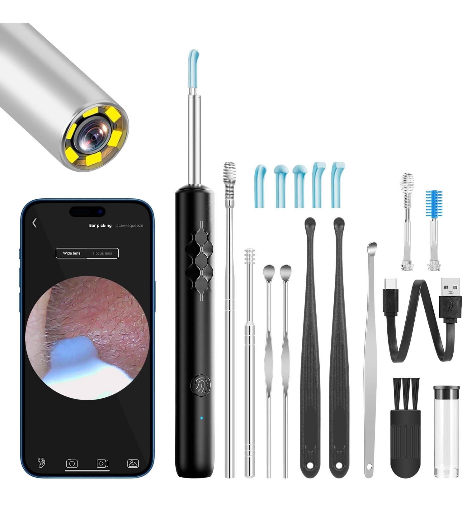 Ear Wax Removal Tool with 1920p Camera, Wireless Earwax Cleaner Otoscope Kit with 8 Pcs for iPhone & Android - Buy Online on GoSupps.com
