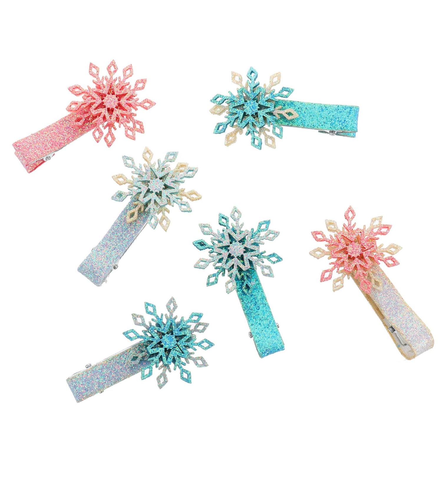 Frcolor 6Pcs Glitter Snowflake Hair Clips - Christmas Hair Accessories for Toddlers & Girls - Perfect Holiday Gift - Buy Online on GoSupps.com