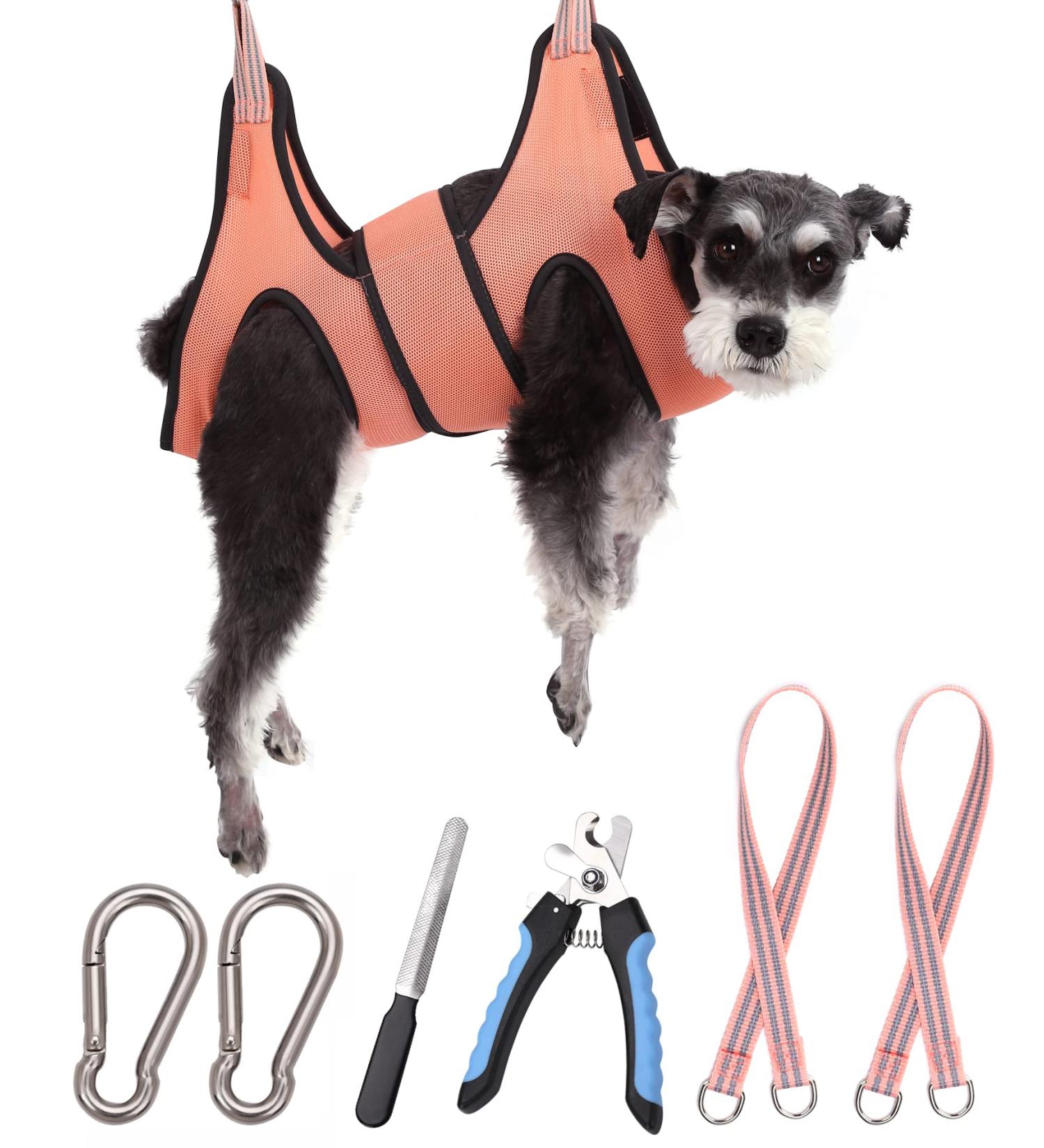 Kkiimatt Dog Pet Grooming Hammock Dog Hanging Harness for Nail Clipping Dog Nail Trimming Cutting Hammock Dog Grooming Sling Holder for Dogs with Wide Strap Sewed (Max 30LB / Small Orange) - Buy Online on GoSupps.com