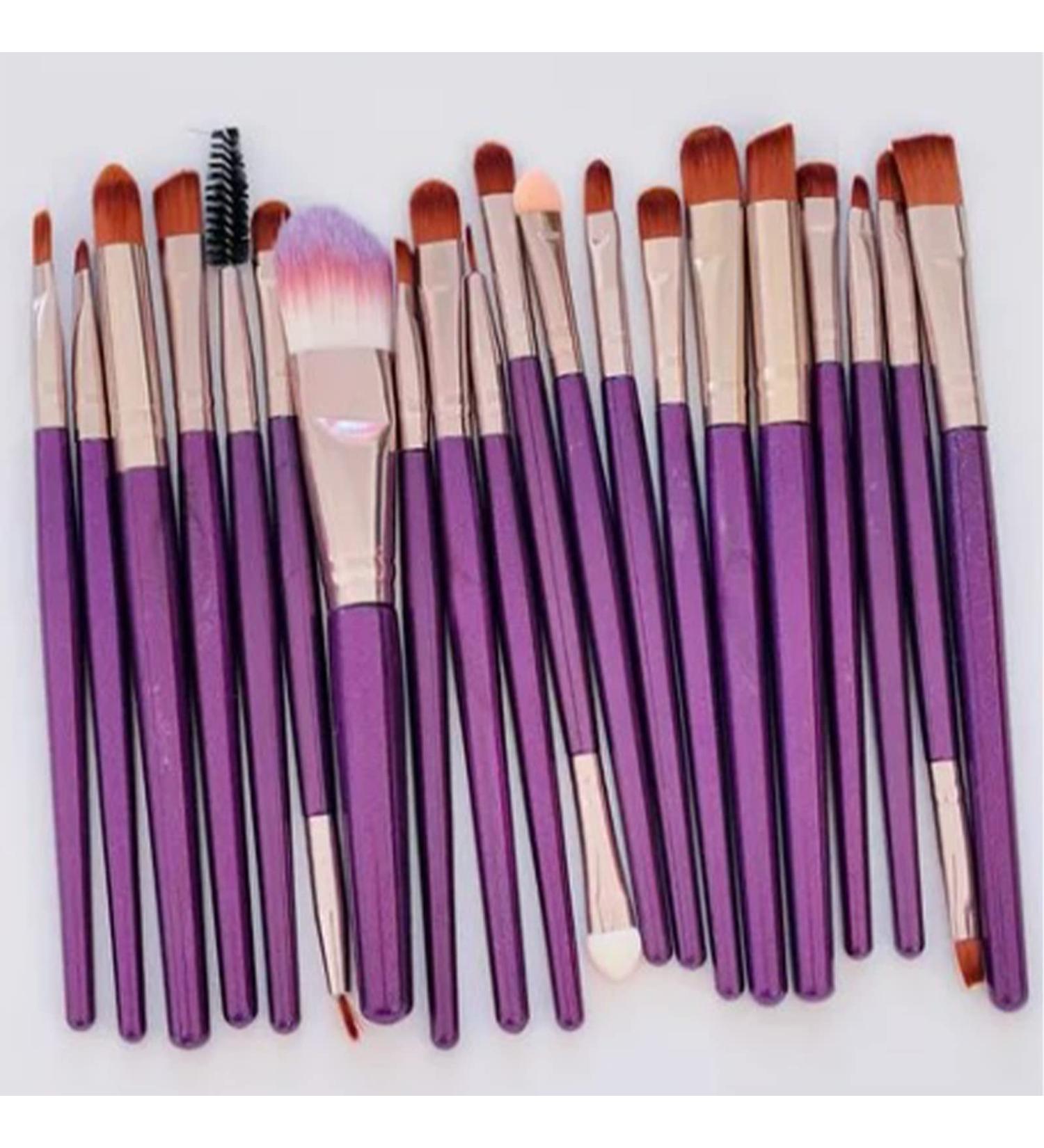 Professional Purple Rose Gold 20pcs Makeup Brush Kit | Eye Shadow & Mascara Brushes | Essential Beauty Tools for Flawless Makeup - Buy Online on GoSupps.com