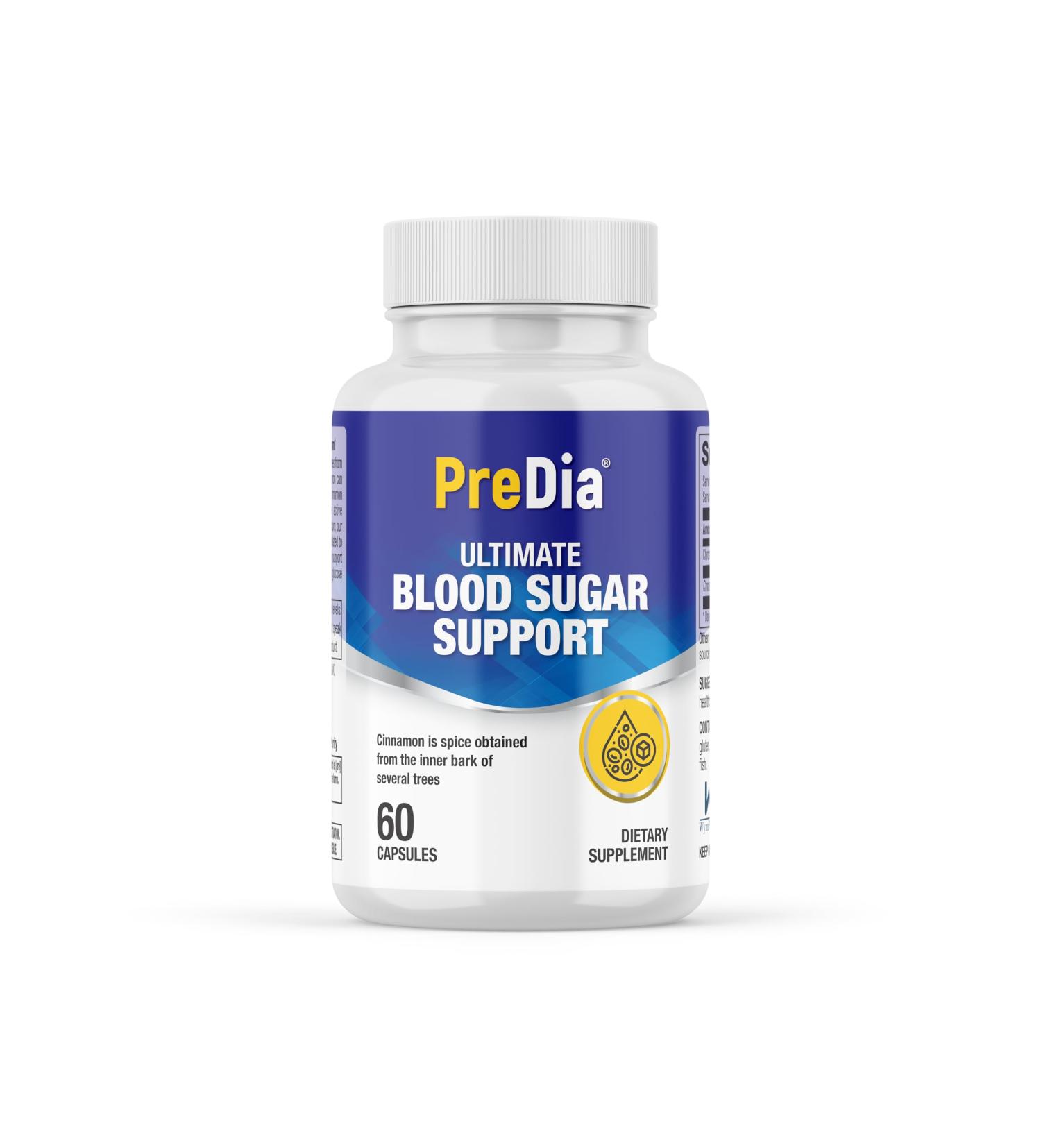 PREDIA Ultimate Blood Sugar Support - Vegan Capsules for Balanced Glucose Levels Energy & Metabolism - Non-GMO 60 Capsules - Buy Online on GoSupps.com