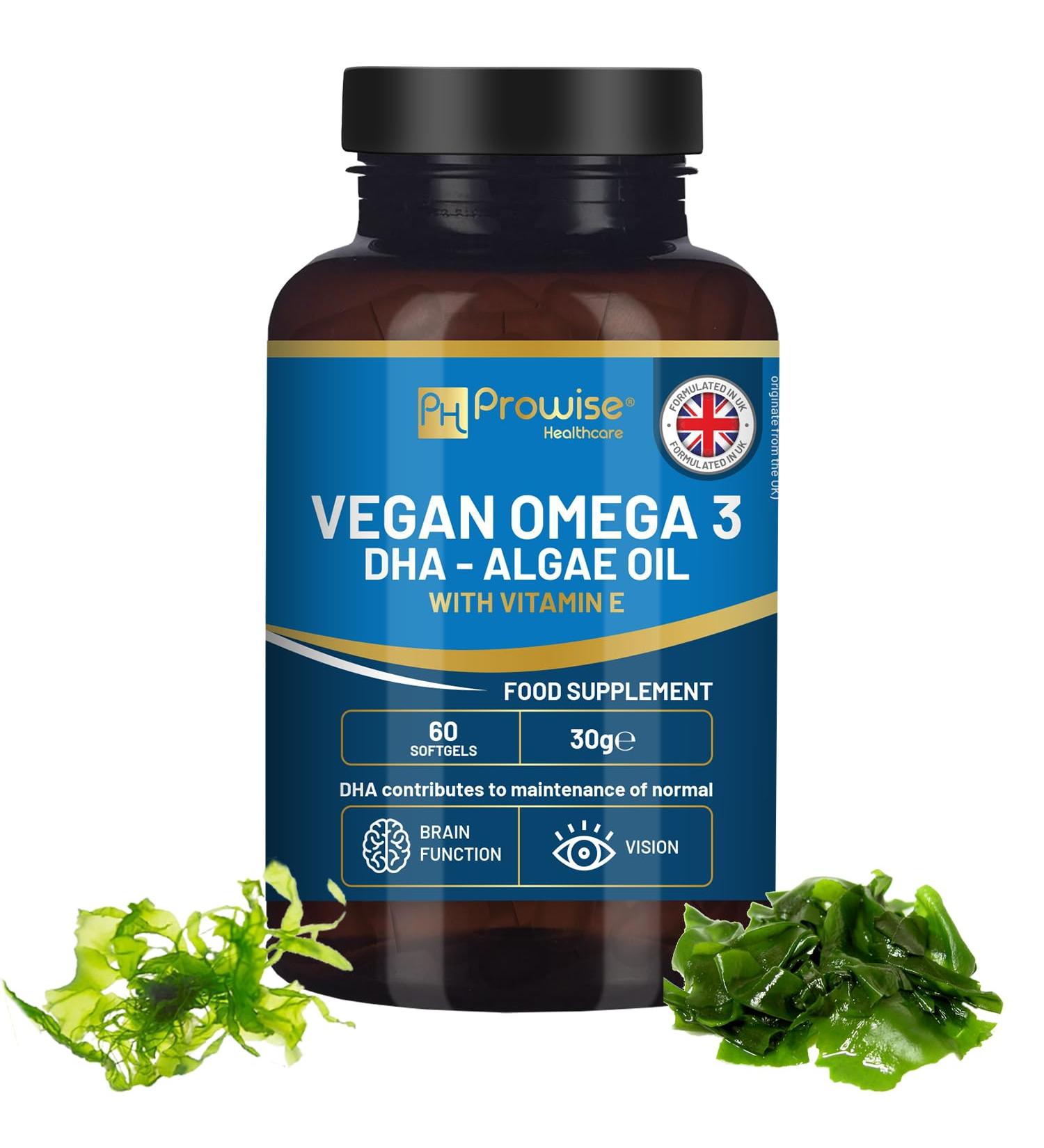 Prowise Vegan Omega-3 DHA Softgels | Algae Oil | 60 Softgels | 400mg DHA + 10mg Vitamin E | Plant-Based | Brain & Eye Health Support - Buy Online on GoSupps.com