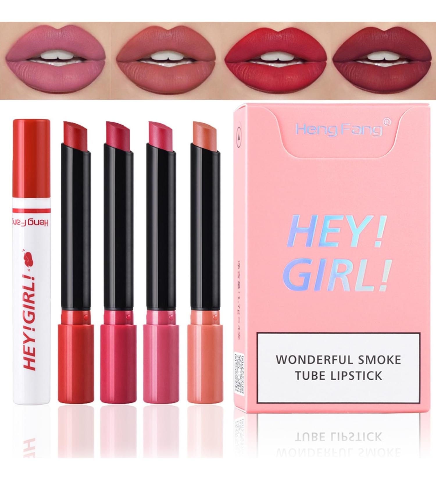4Pcs Matte Lipstick Set - Retro Red Lip Tint & Balm | Long Lasting Waterproof Lip Makeup for Women & Girls - Buy Online on GoSupps.com
