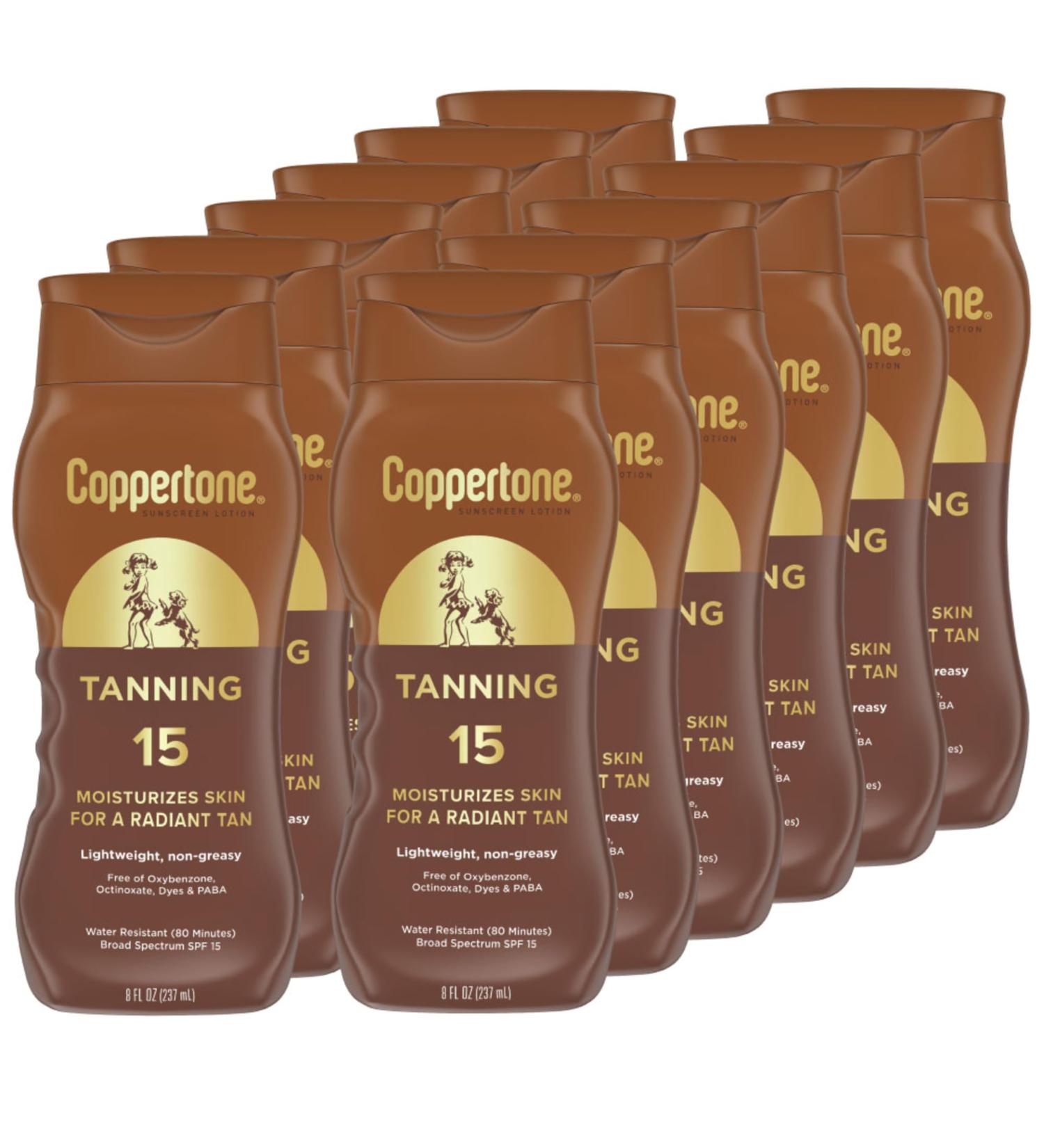 Buy Coppertone Tanning Sunscreen Lotion SPF 15 - Water Resistant Broad Spectrum SPF 15 8 Fl Oz (Pack of 12) - International Shipping Available - Buy Online on GoSupps.com