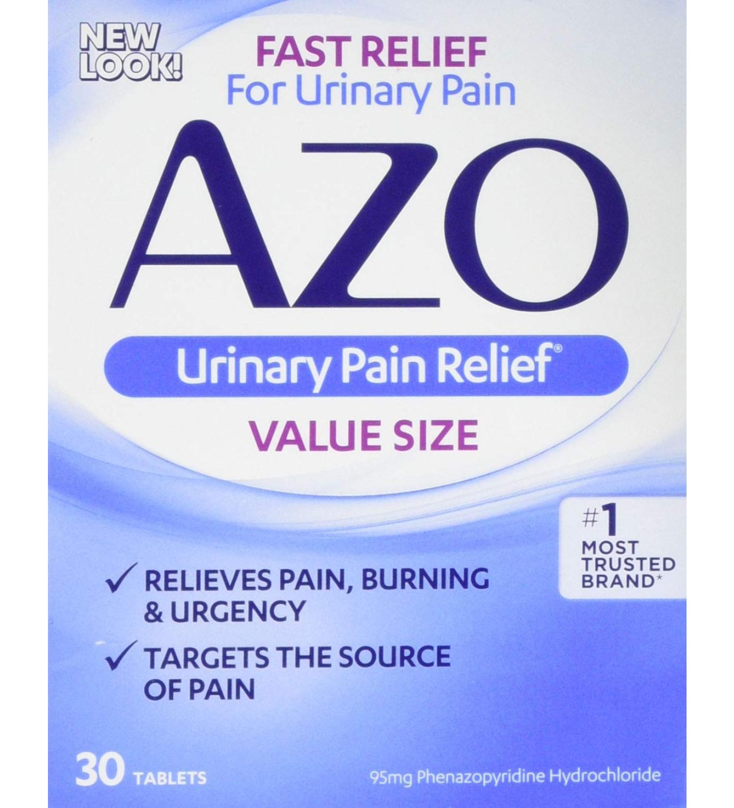 AZO Urinary Pain Relief 95 mg - #1 Doctor Recommended for Urinary Discomfort - 30 Count - Buy Online on GoSupps.com