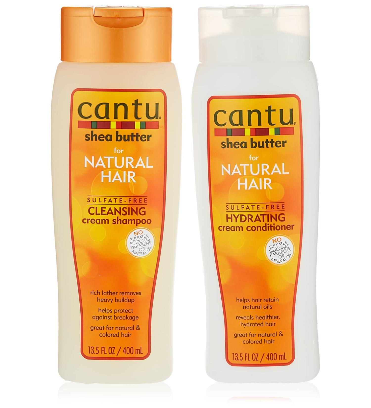 Cantu Shea Butter Cleansing Shampoo + Hydrating Conditioner 13.5 Fl Oz (Pack of 2)
