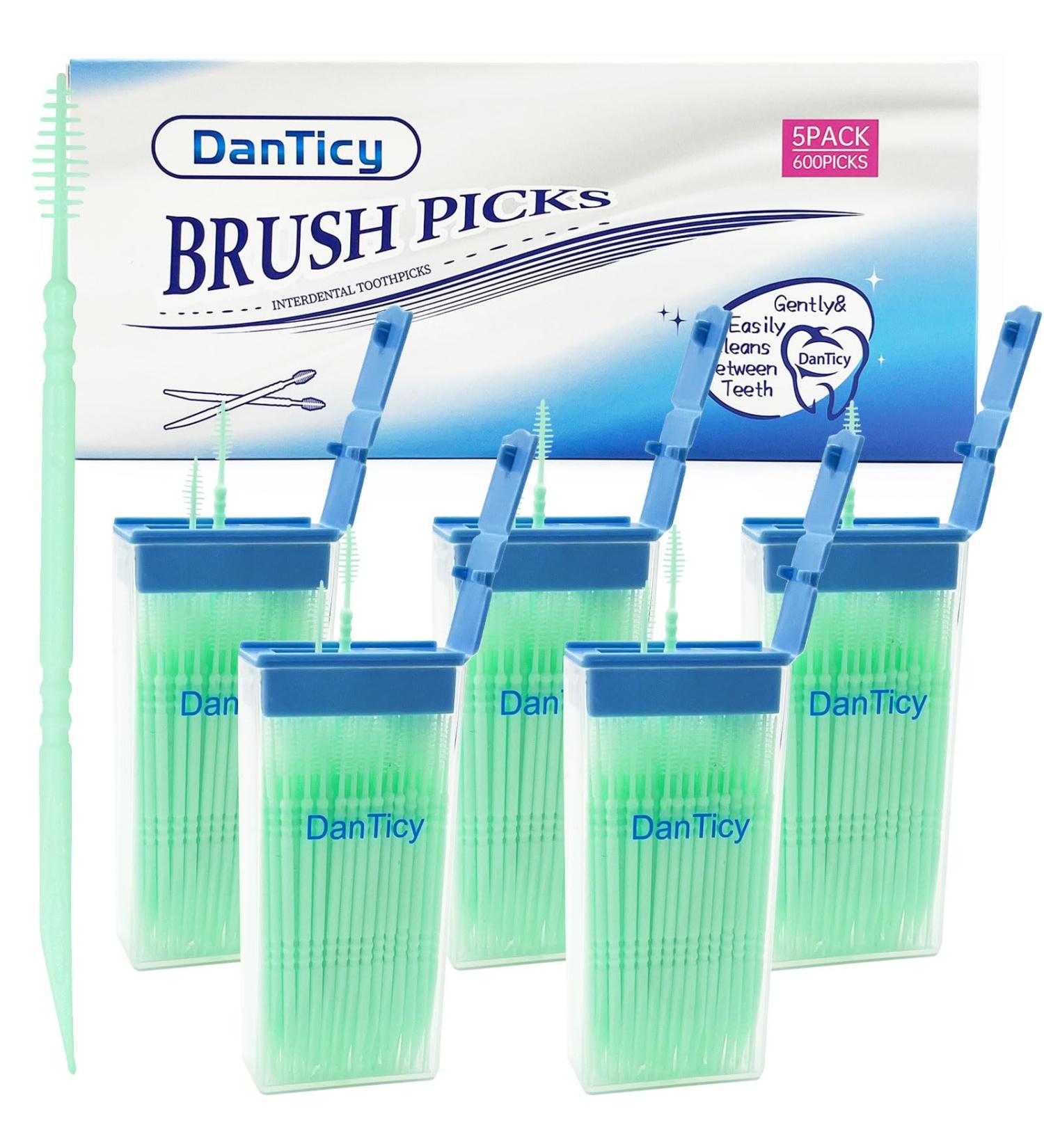 Buy Brushpicks Interdental Toothpicks - Soft Bristle Dental Floss Picks for Plaque Removal | 600PCS (Pack of 5) | Mint Flavor | International Shipping Available - Buy Online on GoSupps.com