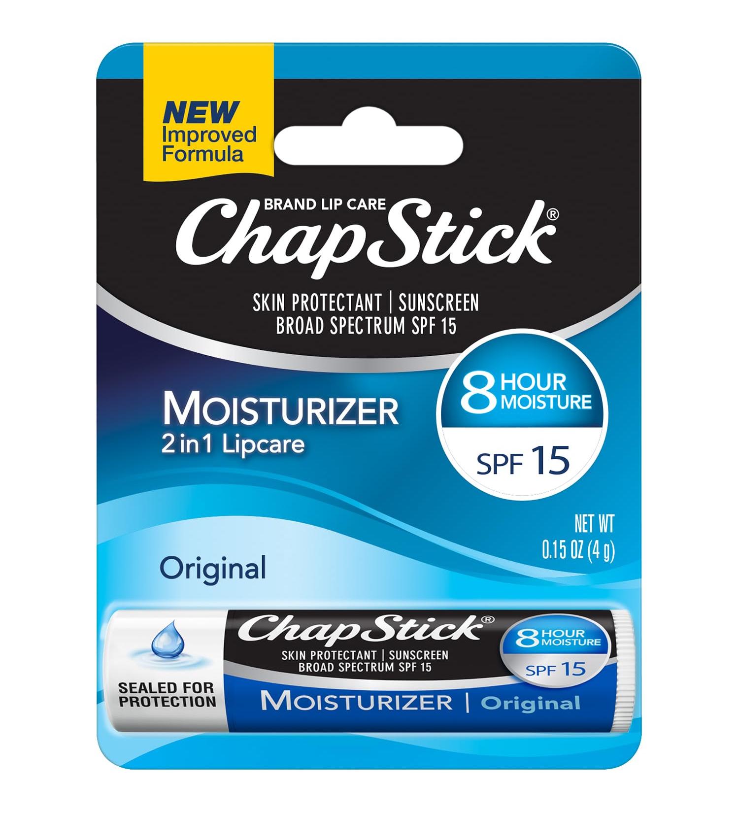 ChapStick Moisturizer (Original Flavor 0.15 Ounce) Lip Balm Tube Skin Protectant Lip Care SPF 15 (Pack of 12) Blue - Buy Online on GoSupps.com