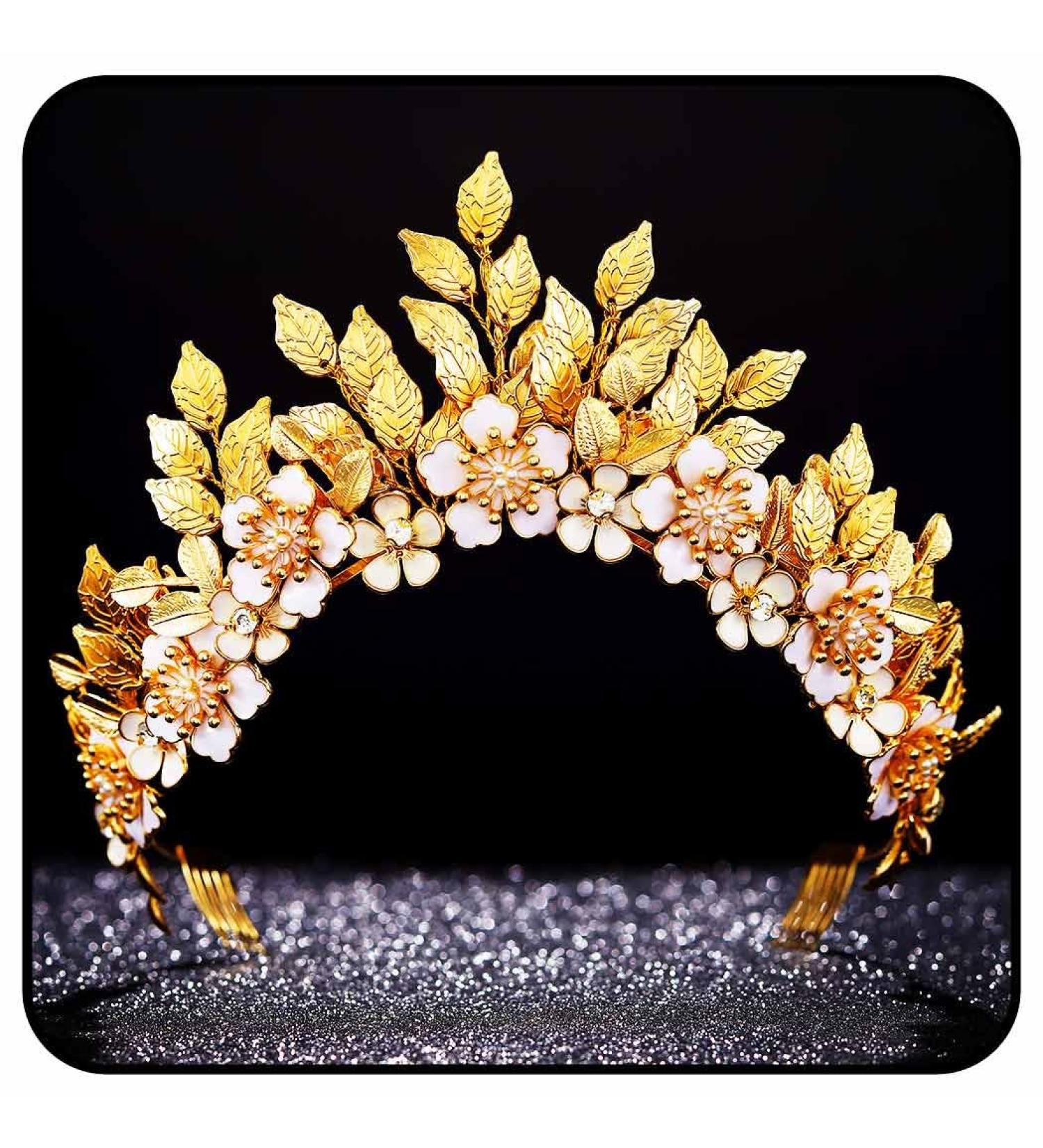 Zoestar Leaf Bride Wedding Crowns and Tiaras Gold Flower Crown Headband Princess Goddess Headpiece Bridal Headwear for Women - Buy Online on GoSupps.com