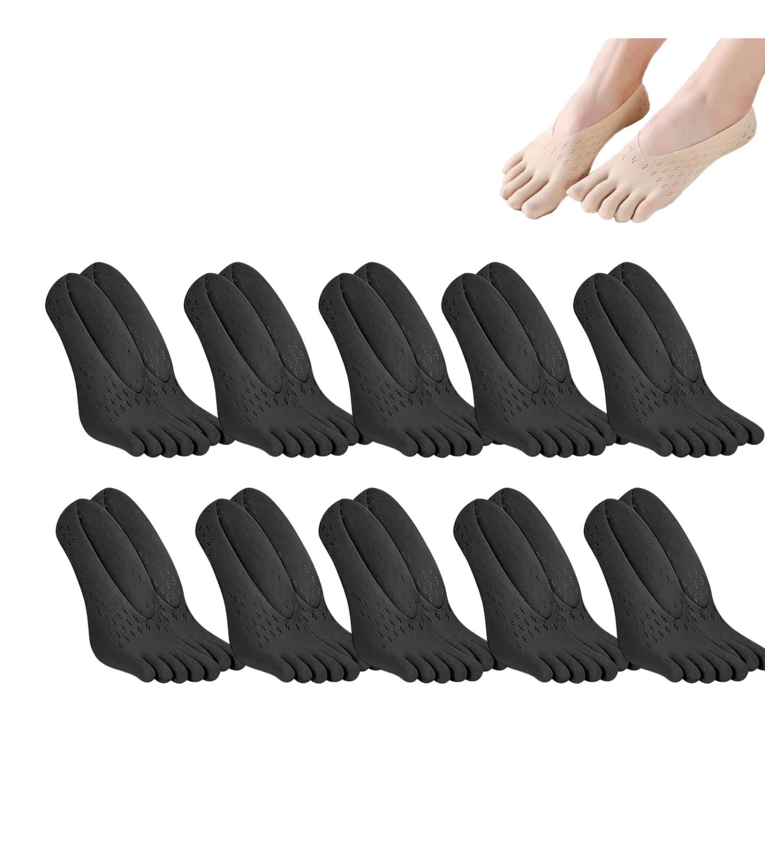 10 Pairs Anti-Bunion Split Toe Orthopedic Compression Socks for Women - Black - Buy Online on GoSupps.com