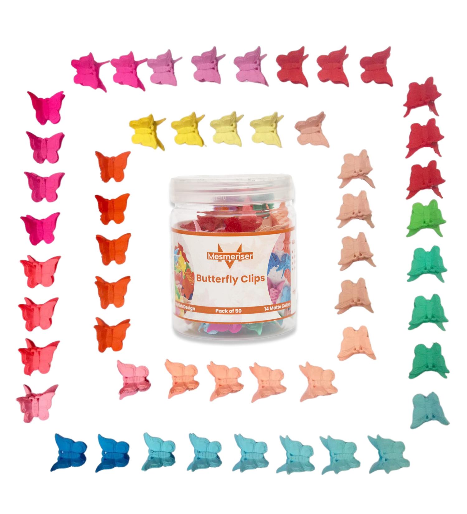 Mesmeriser Butterfly Clips Pack - 50 Assorted Matte Colours Hair Claws for Women & Girls - Buy Online on GoSupps.com