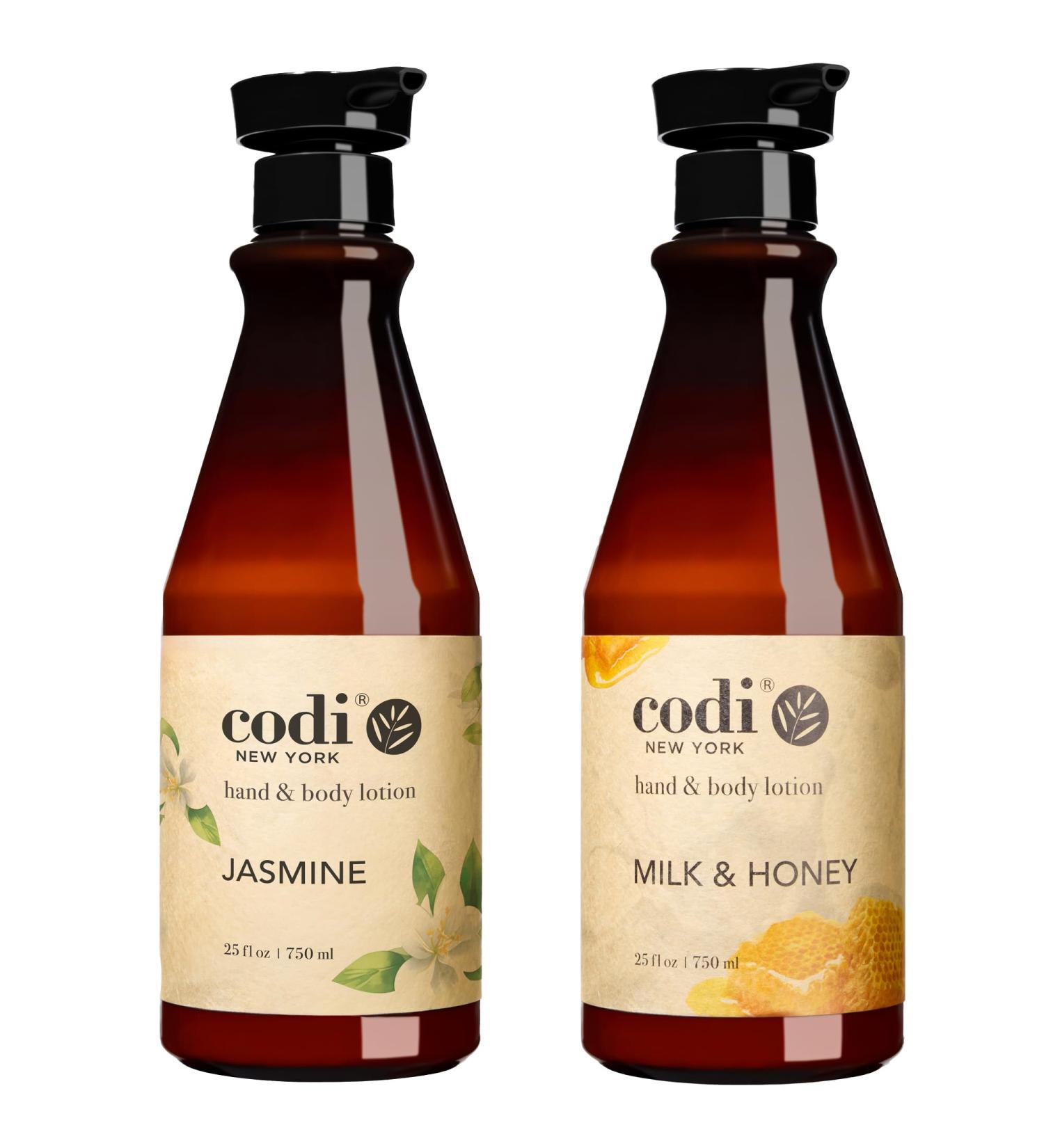 CodiNCodi Hand & Body Lotion Jasmine & Milk and Honey 750 ml (25 Fl Oz 1 each) Professional Size Moisturizer with Natural Extracts Hydrating Non-Greasy Formula for All Skin Types
